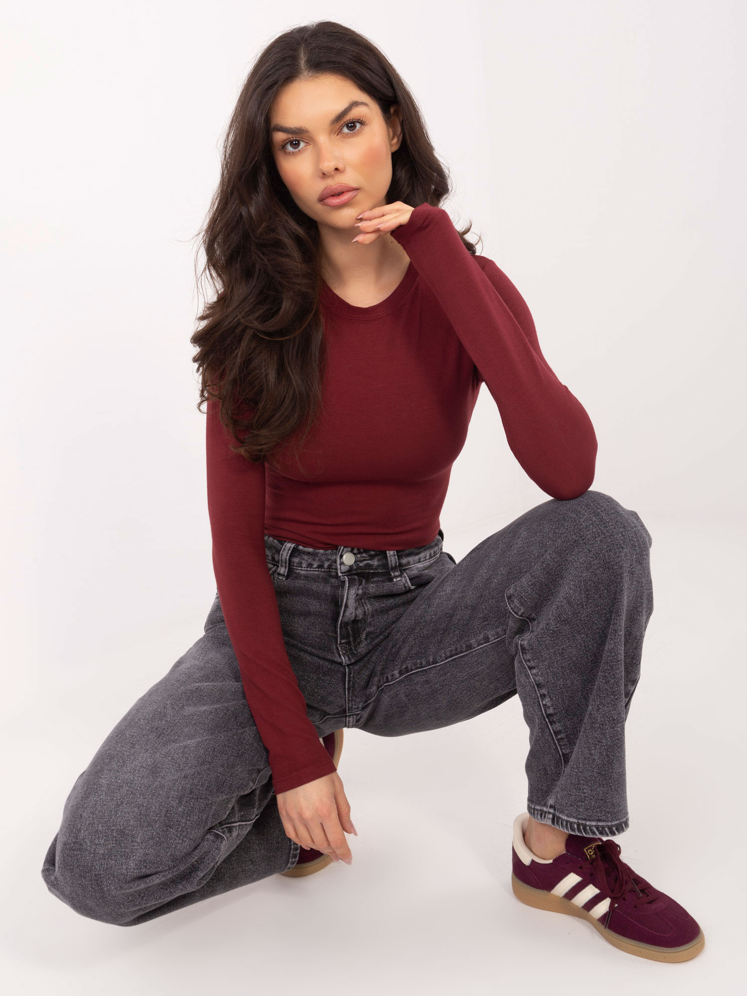 Bordová halenka s dlouhým rukávem