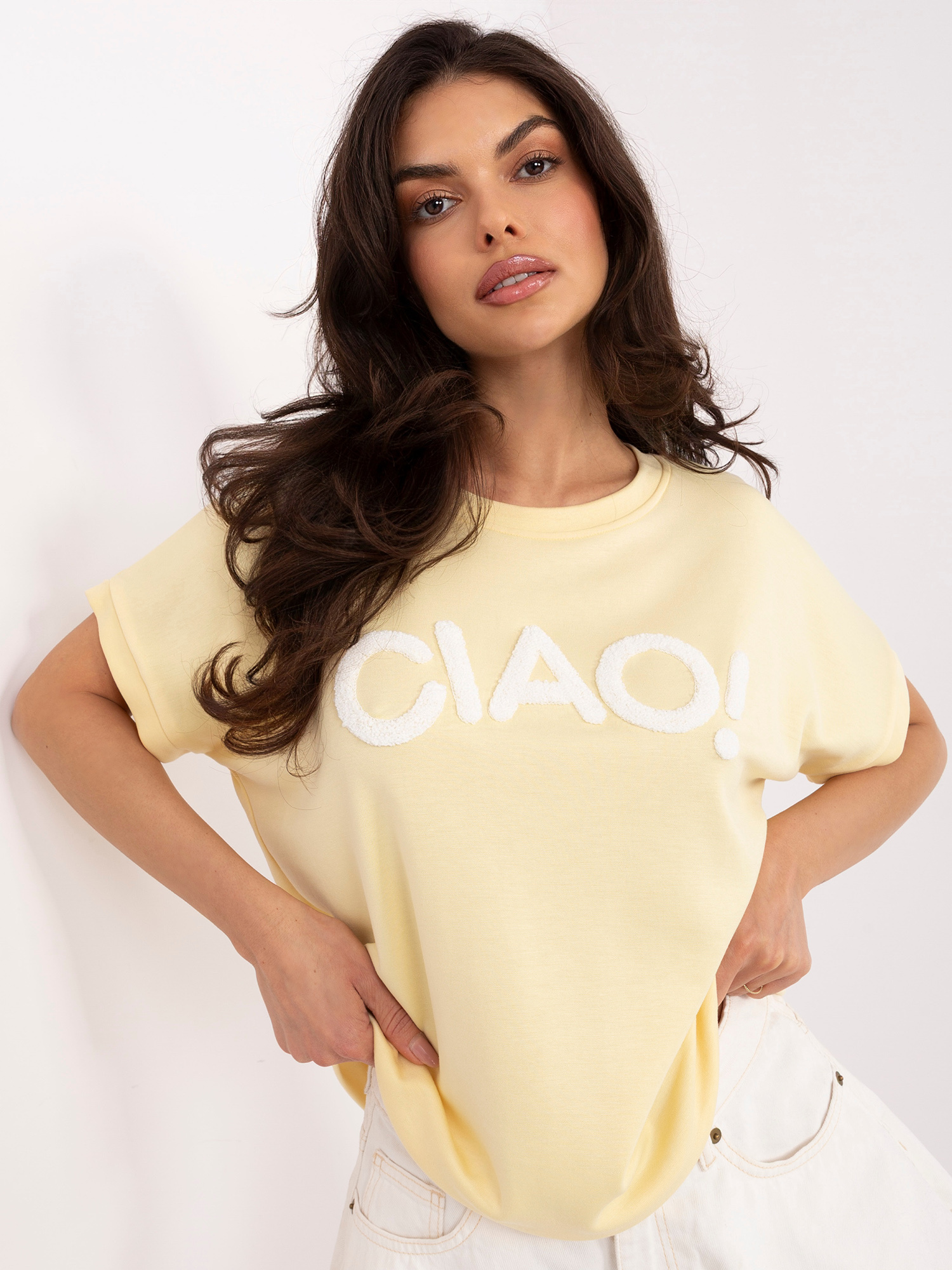 Жълта блуза с къс ръкав RUE PARIS