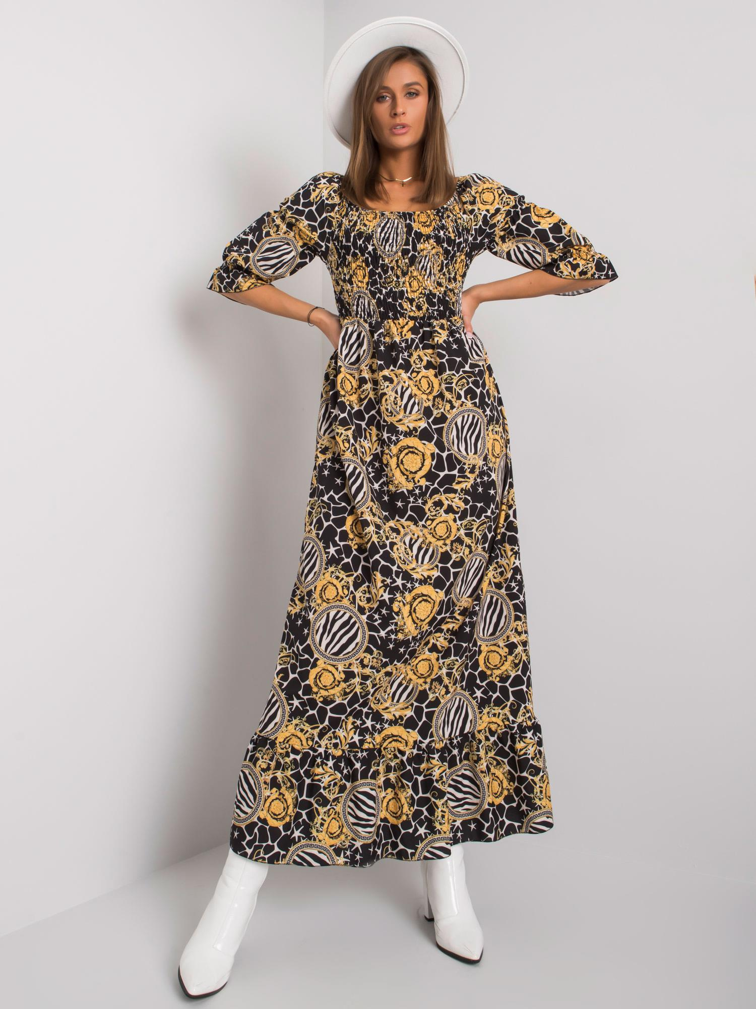 Dress-DHJ-SK-13965-1.61P-Black-Yellow