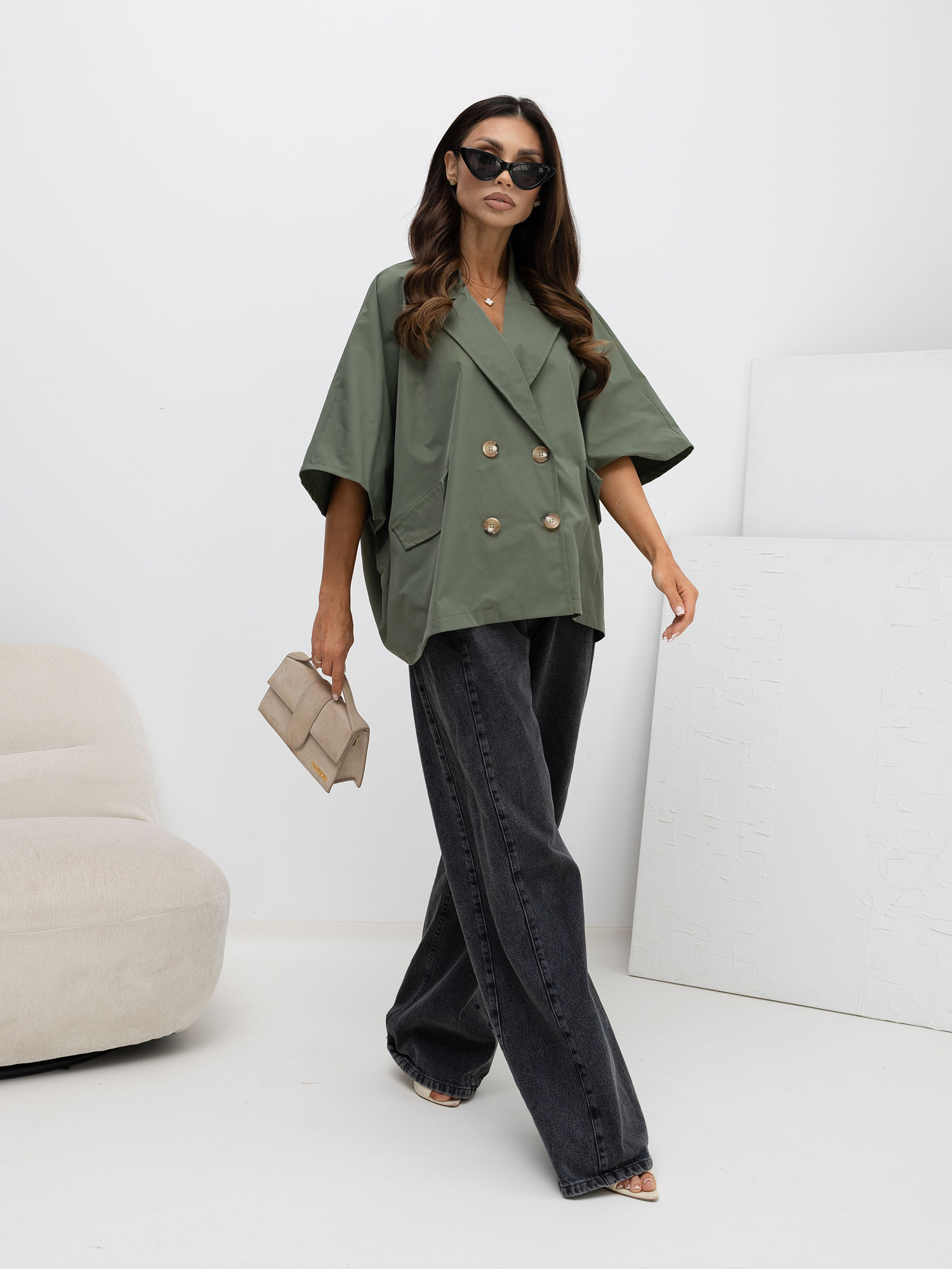 Khaki oversize trenčkot Rue Paris