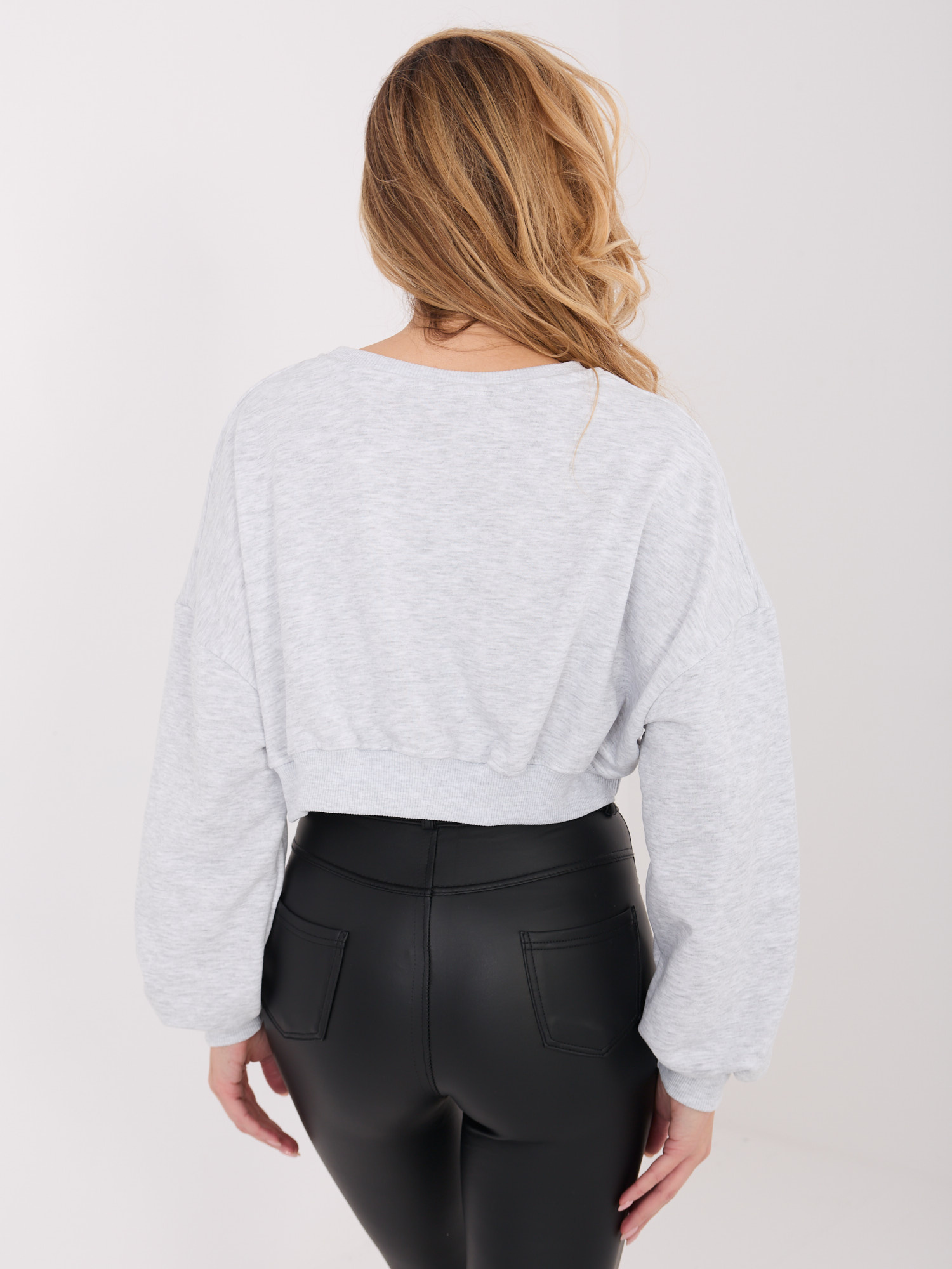 Světle šedá crop mikina