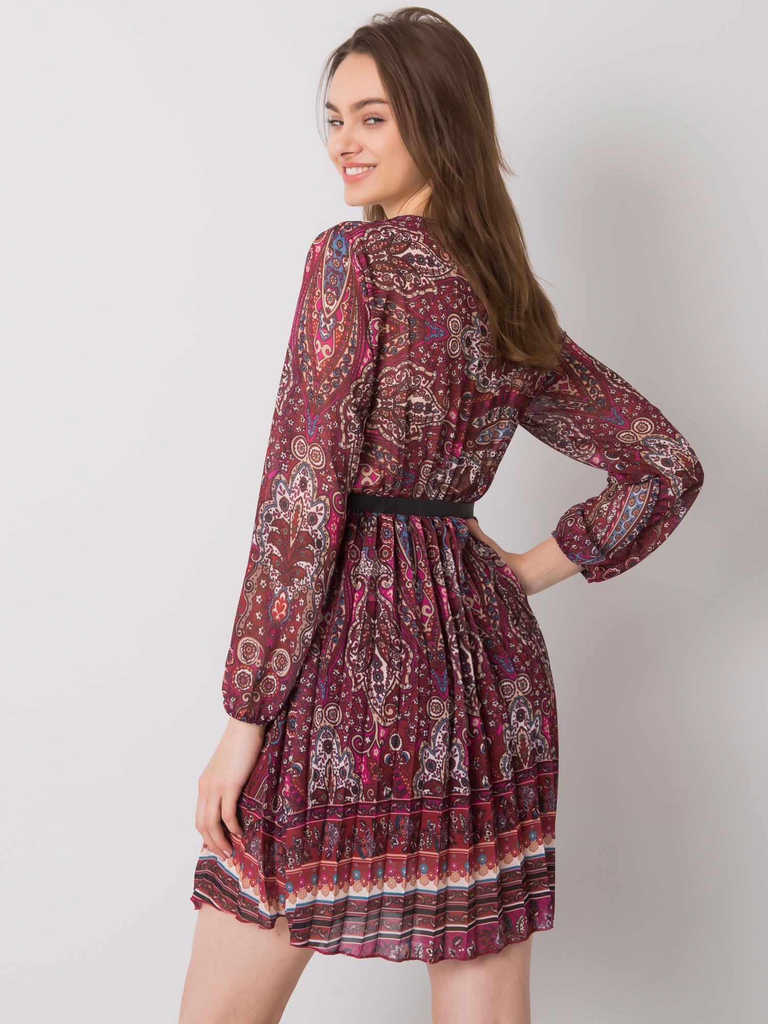 Dress-DHJ-SK-10201.93P-burgundy