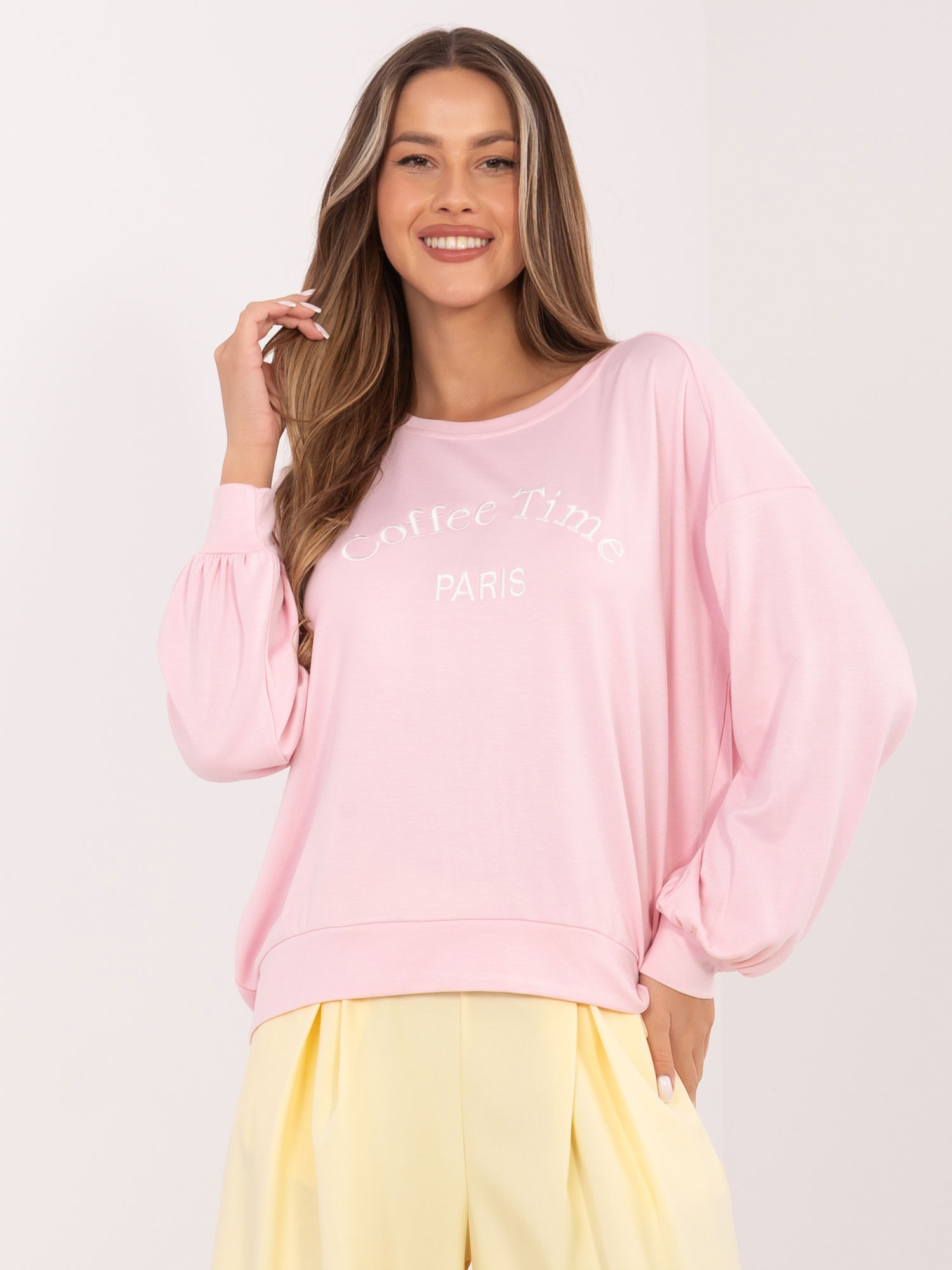 Светлорозов дамски суитшърт RUE PARIS