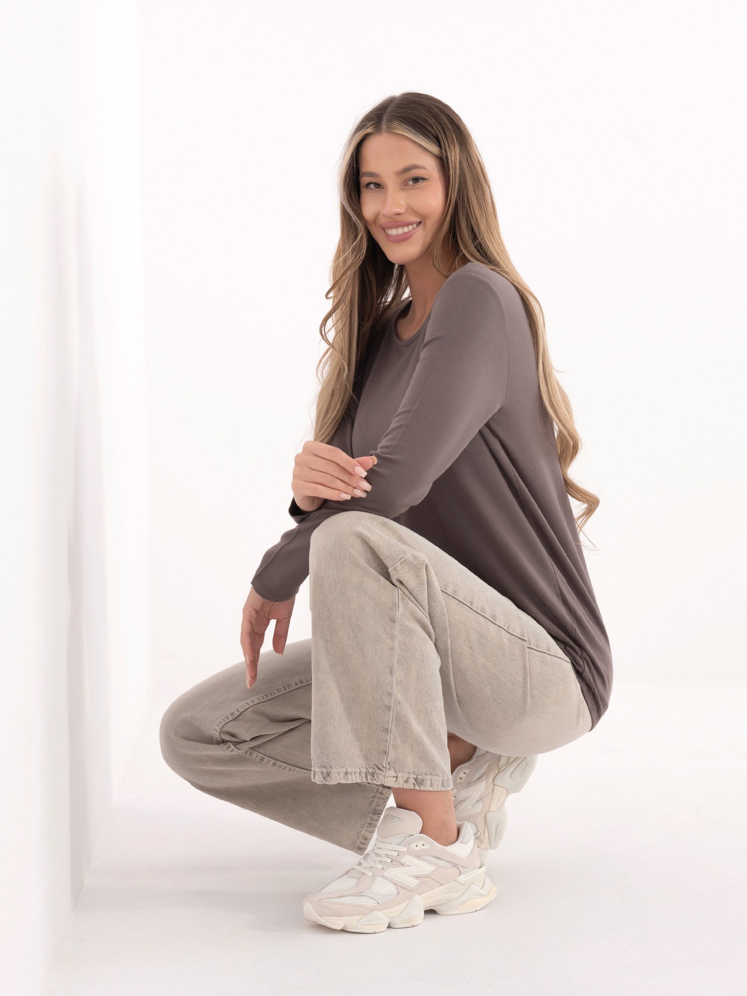 Šedá blúzka s dlhým rukávom