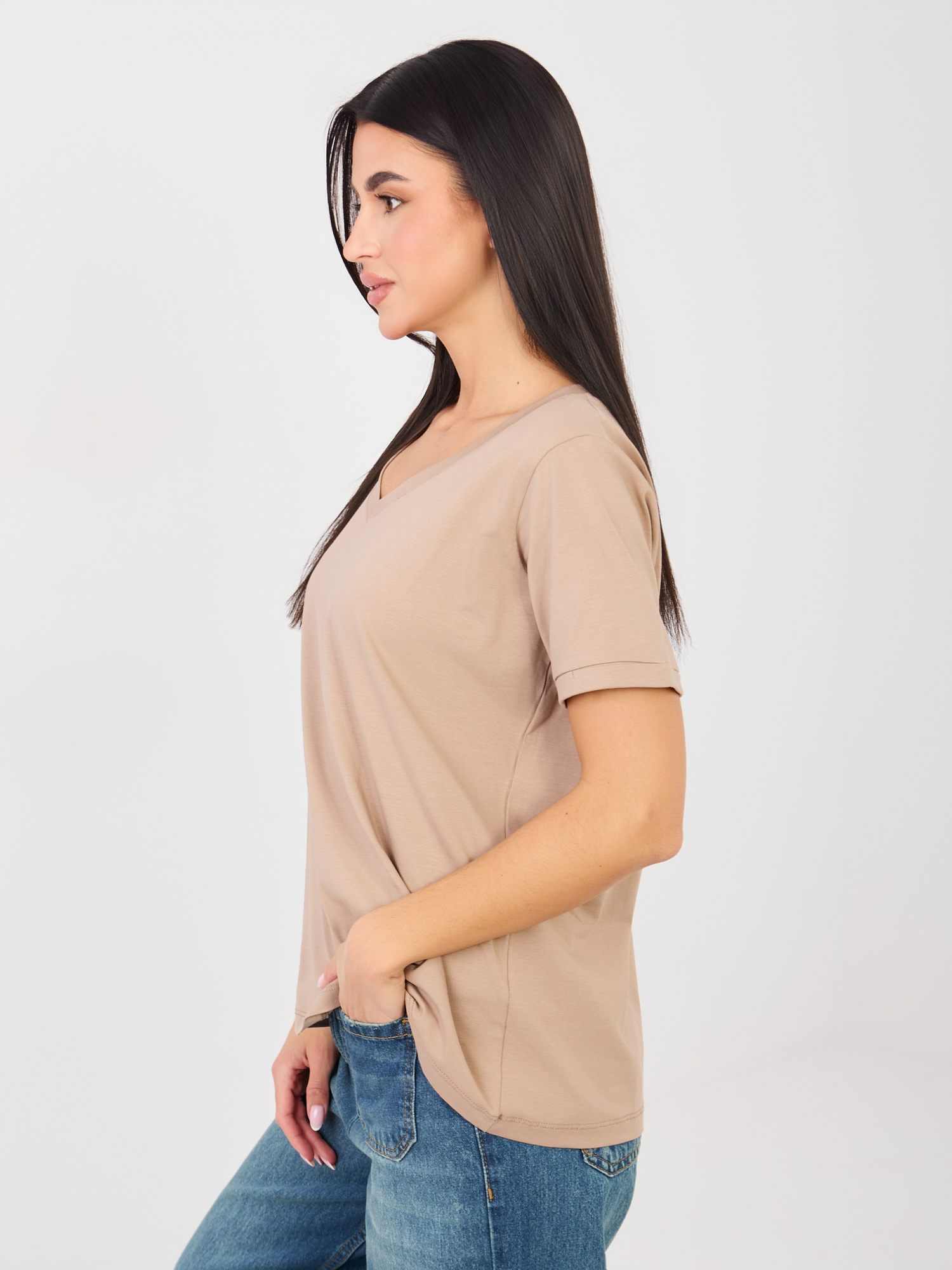 Dámské tričko v tmavě béžové barvě