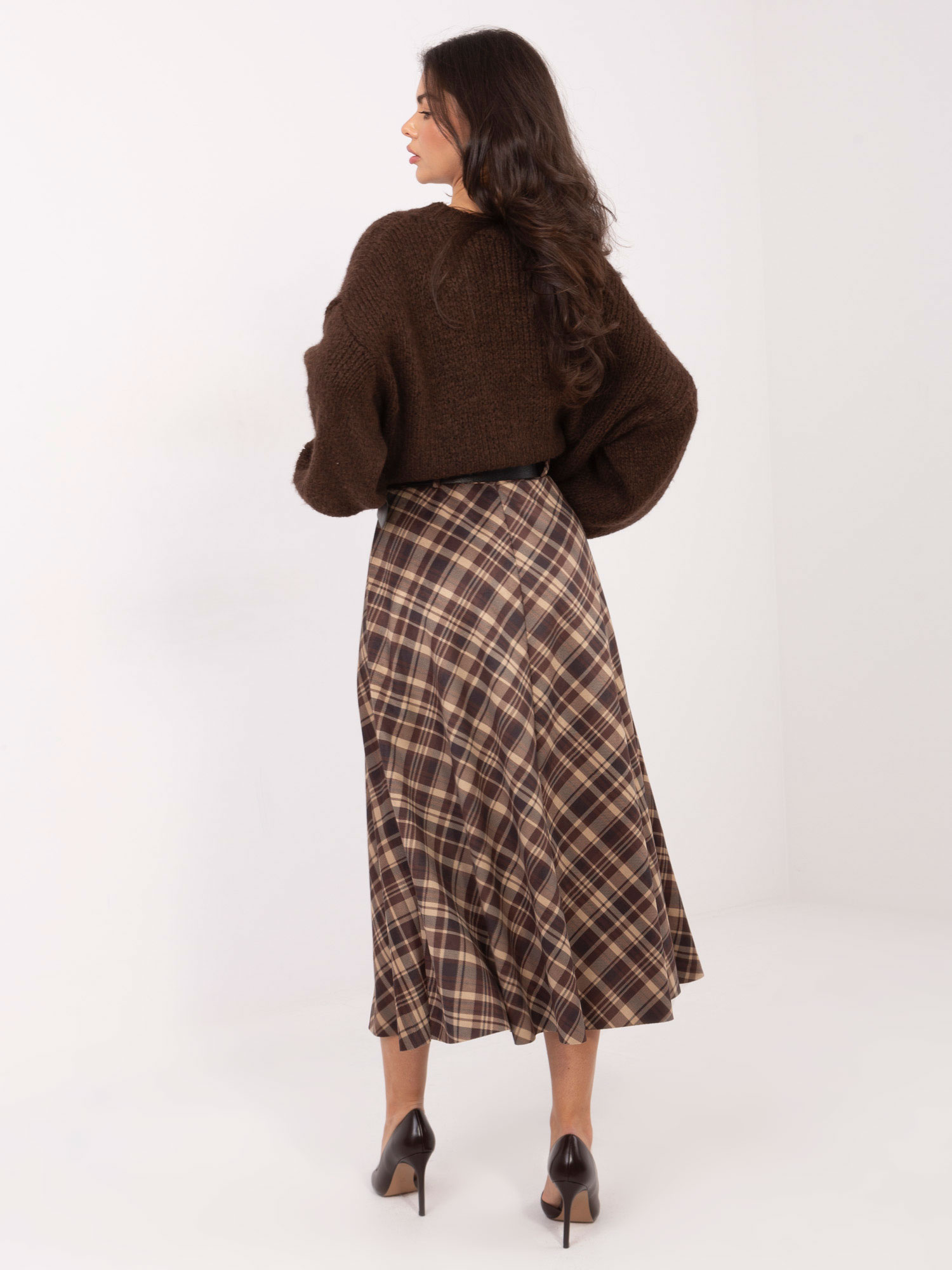 Károvaná áčková sukně