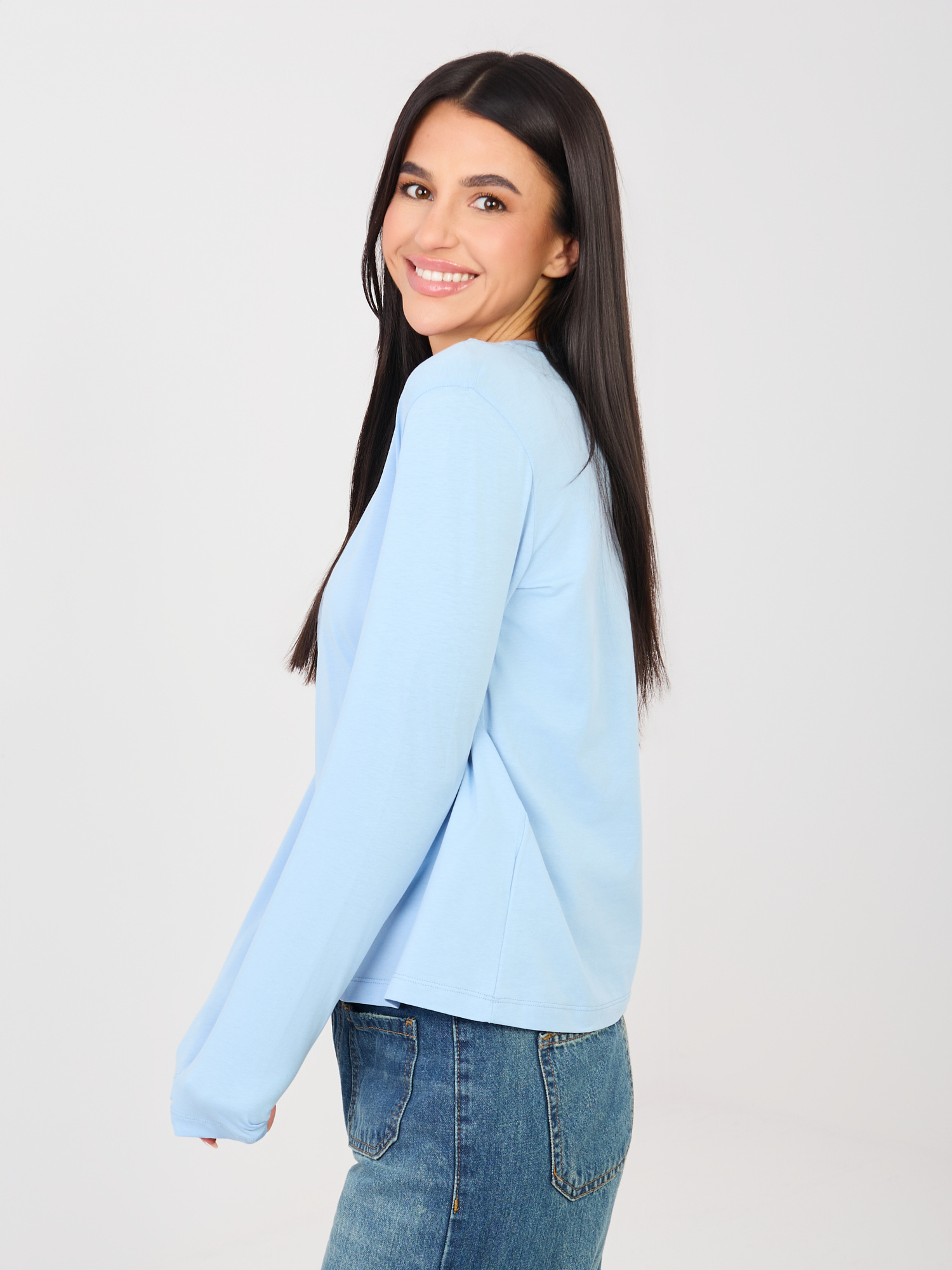 Světle modrá halenka s dlouhým rukávem