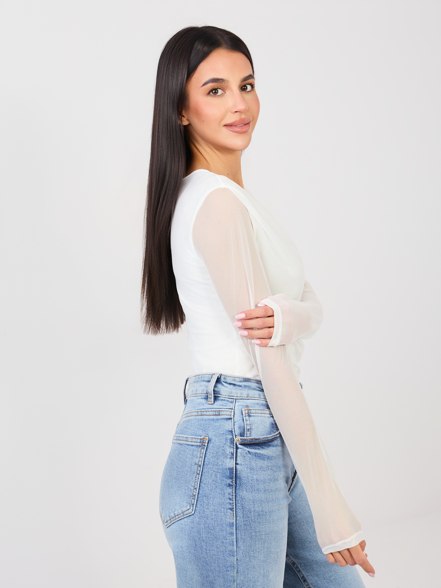 Bílé body s dlouhými rukávy