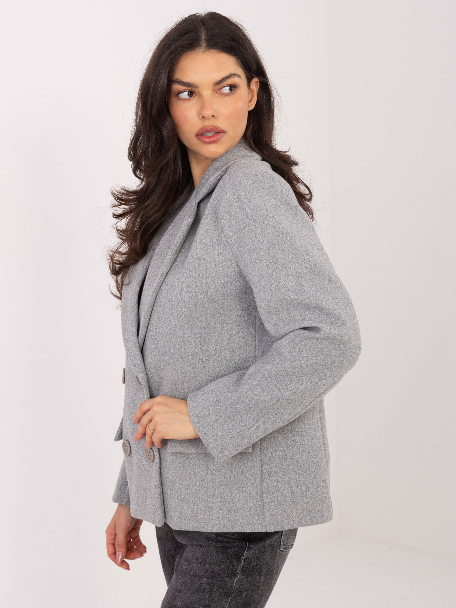 Šedý dámsky kabát