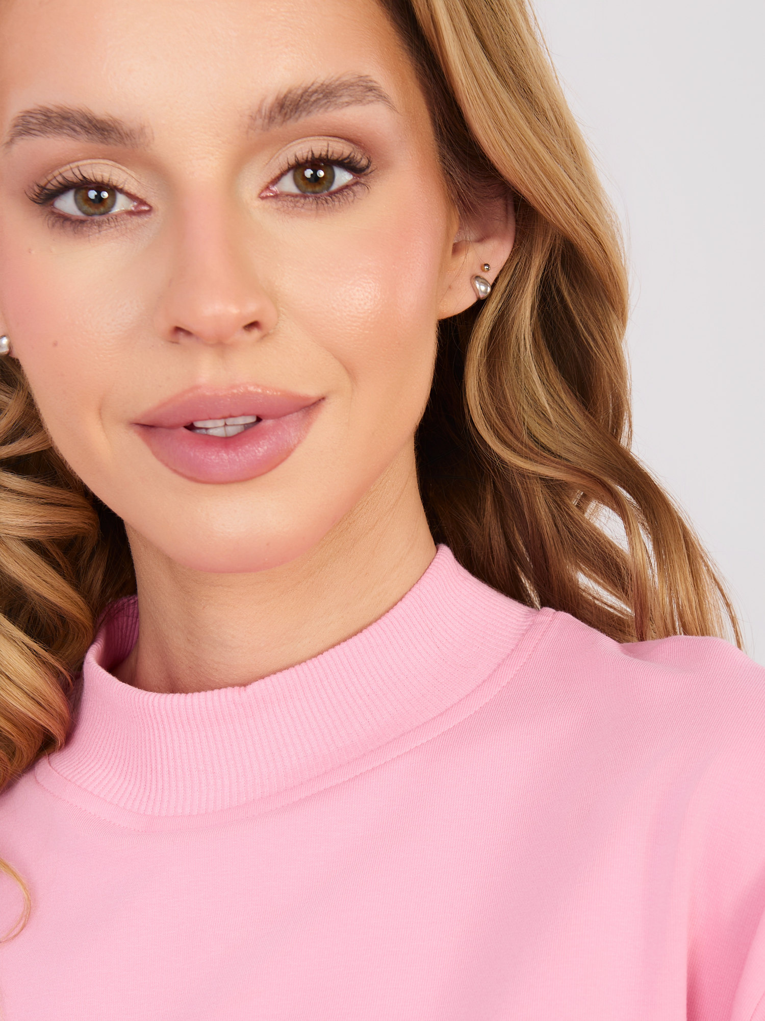 Розов суитшърт с дълъг ръкав