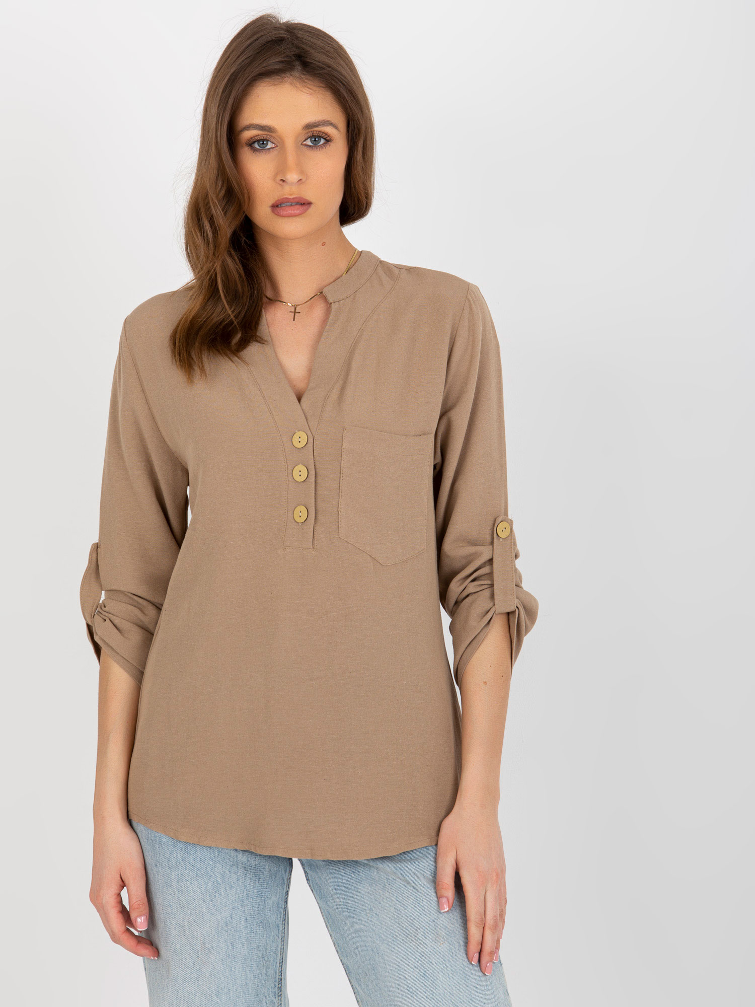 Shirt-WN-KS-VE51.11X-dark beige