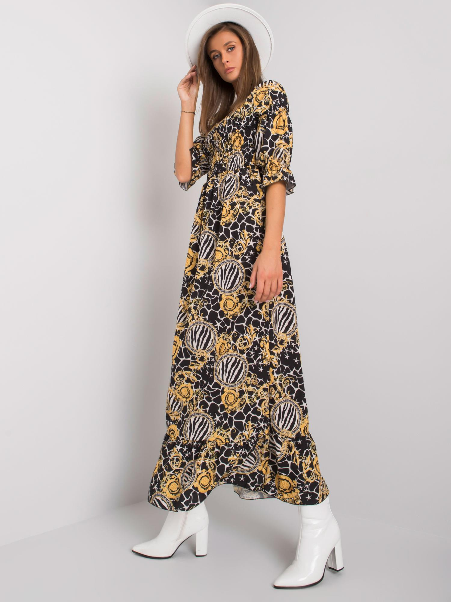 Dress-DHJ-SK-13965-1.61P-Black-Yellow