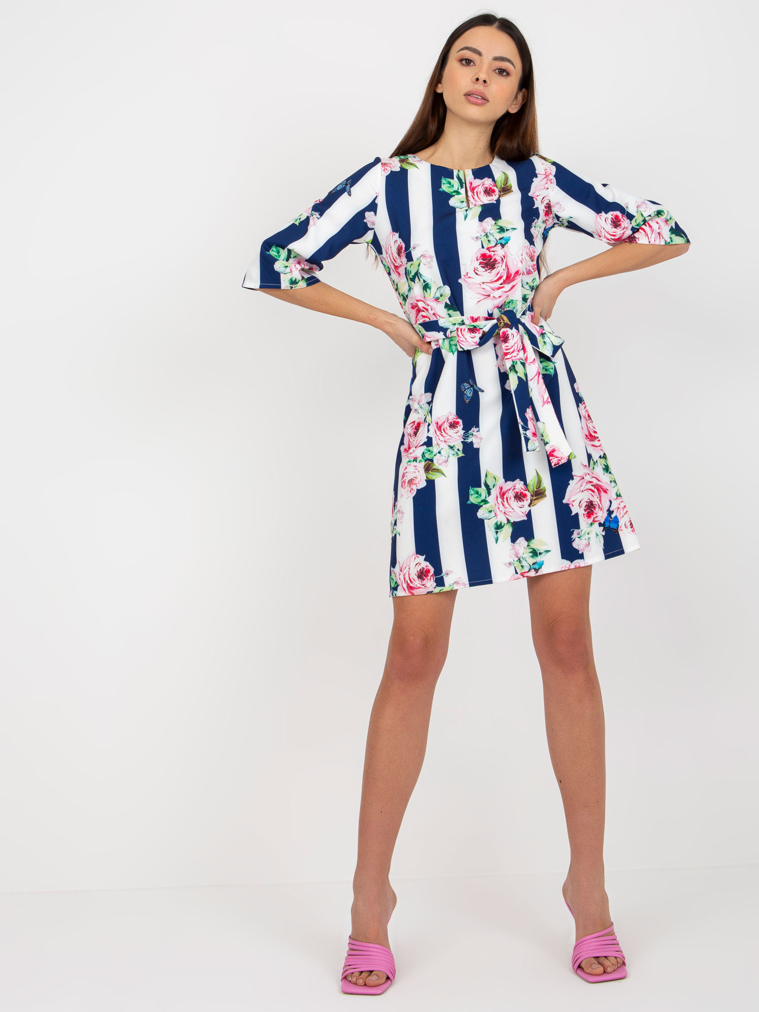 Dress-LK-SK-507506.84P-white-navy blue