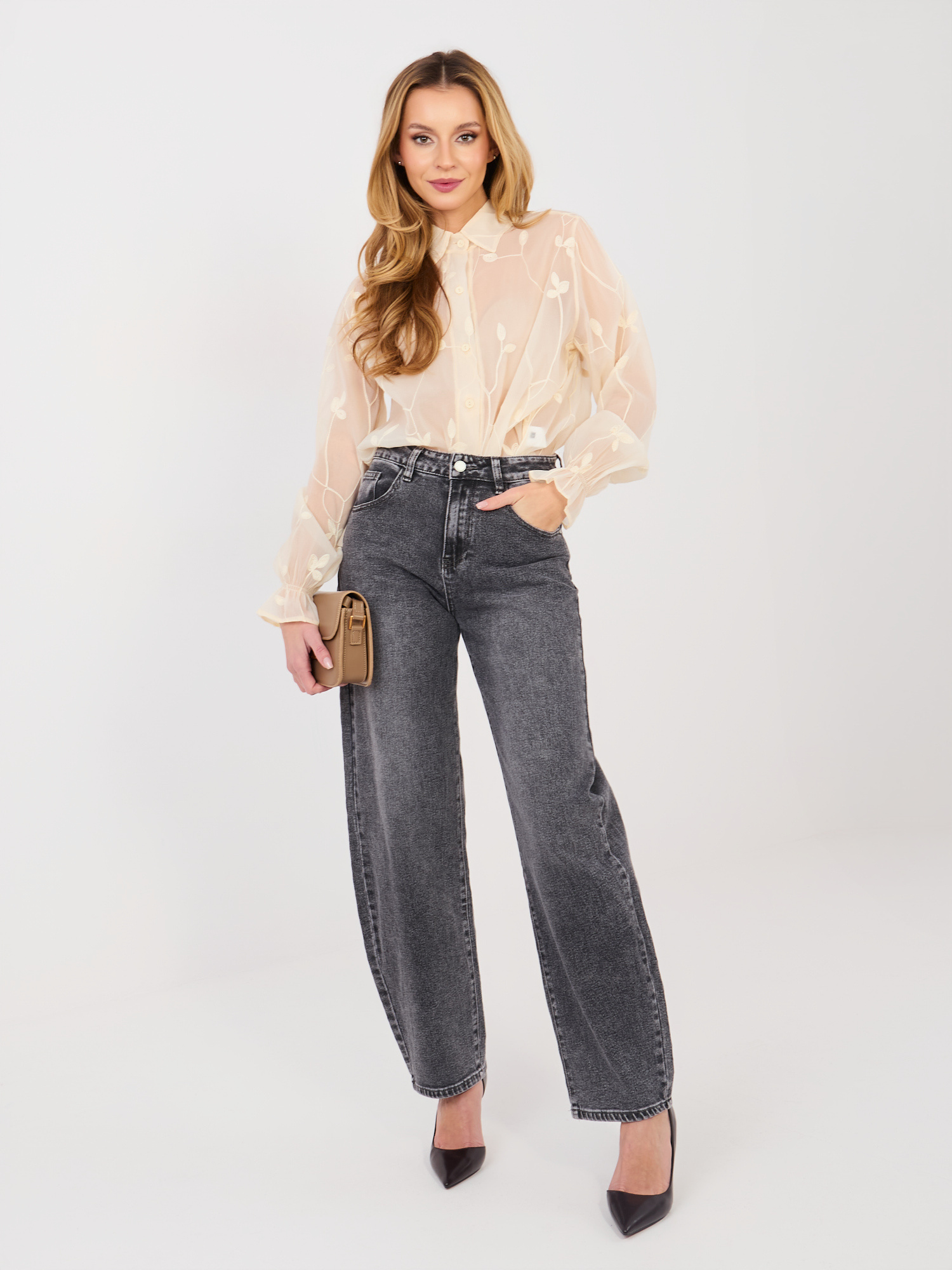 Béžová vzorovaná halenka