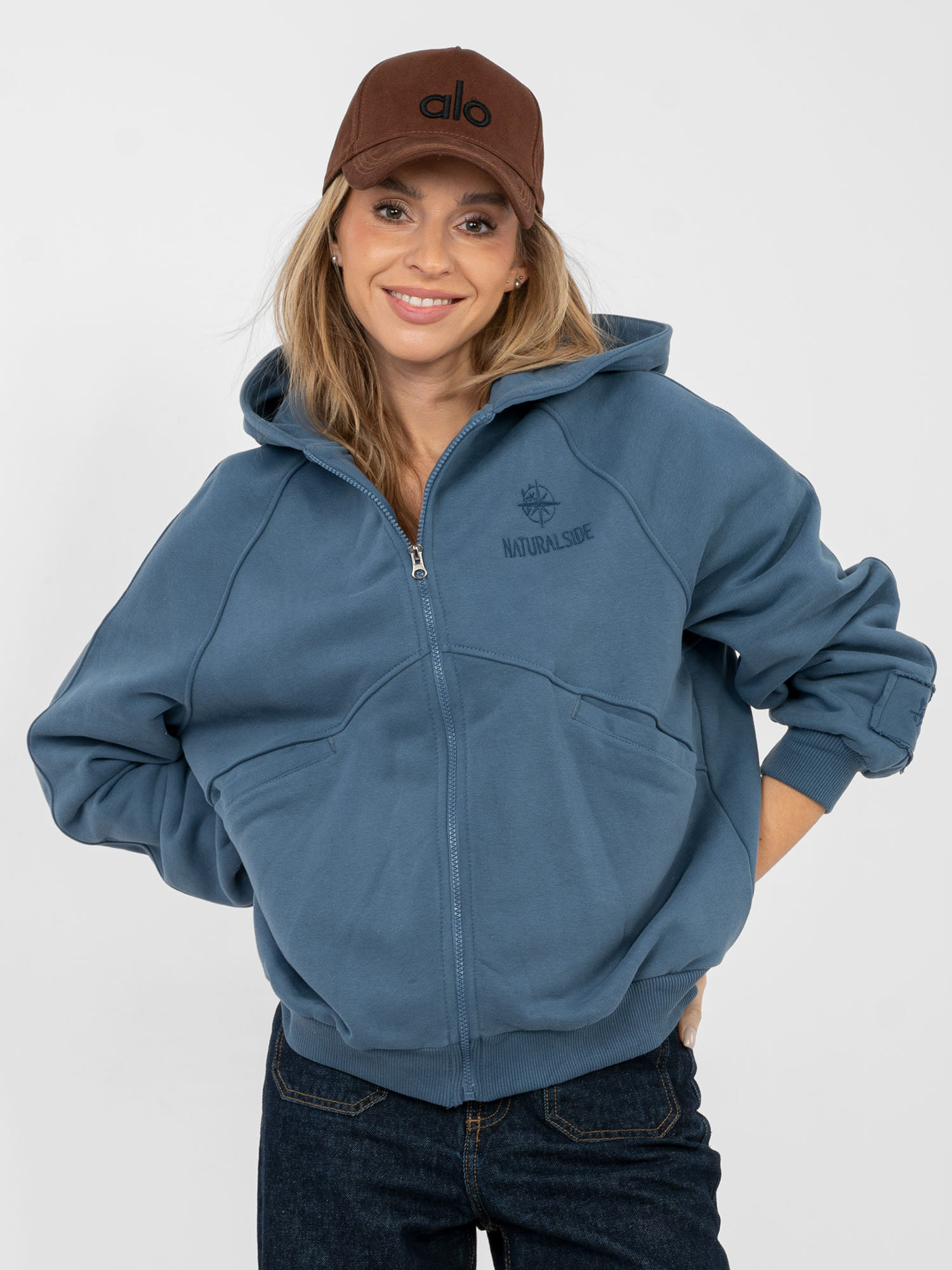 Dámská mikina s kapucí, tmavě modrá