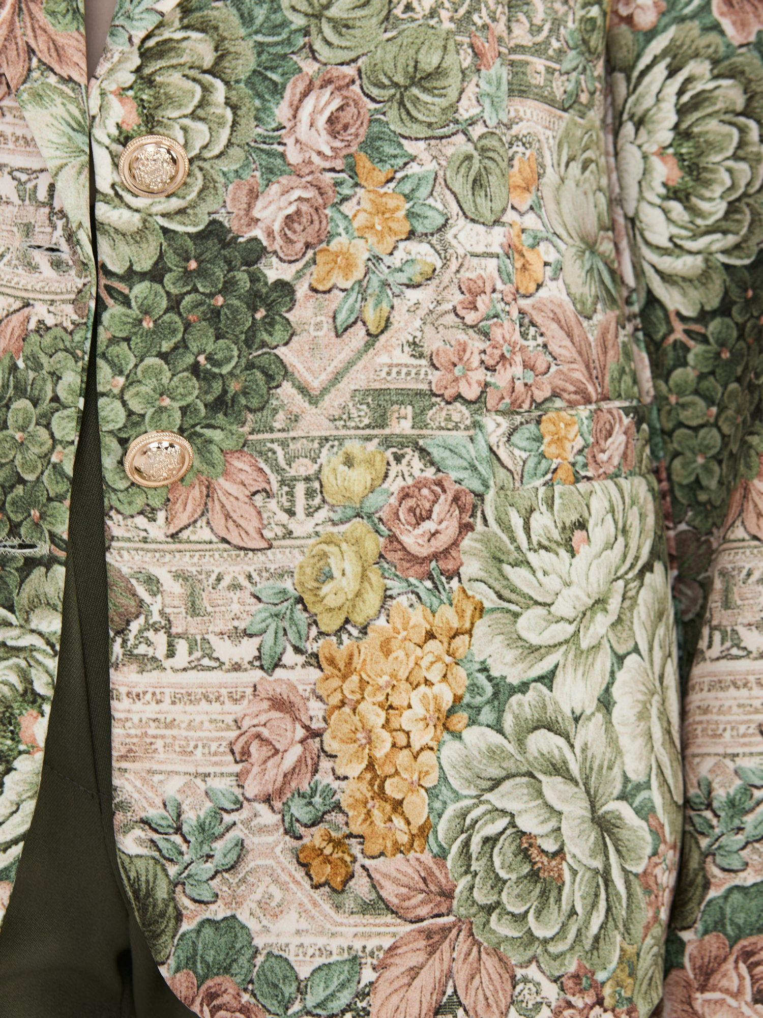 Зелено дамско яке с флорален мотив