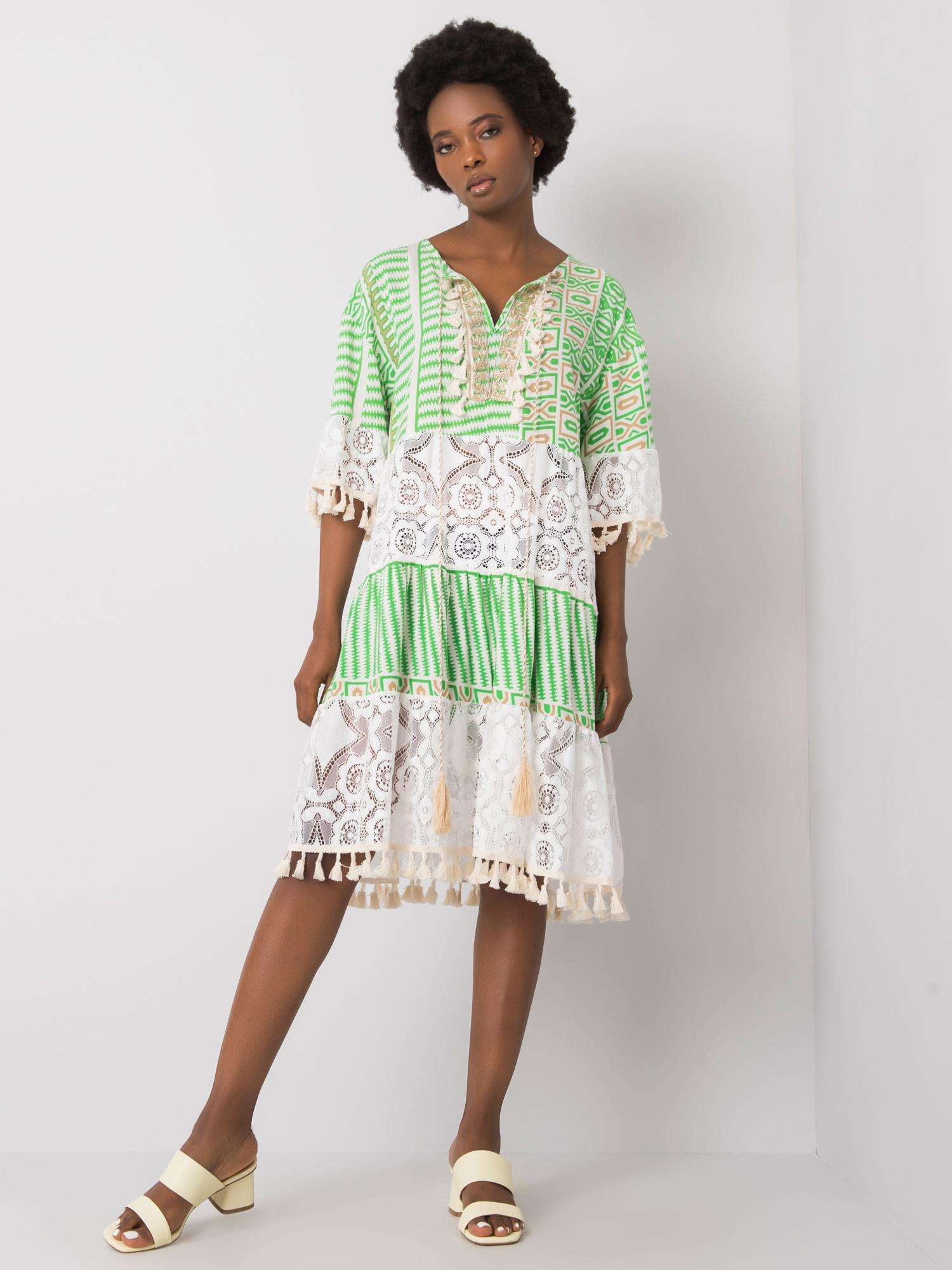 Dress-DHJ-SK-13567.41P-white-green