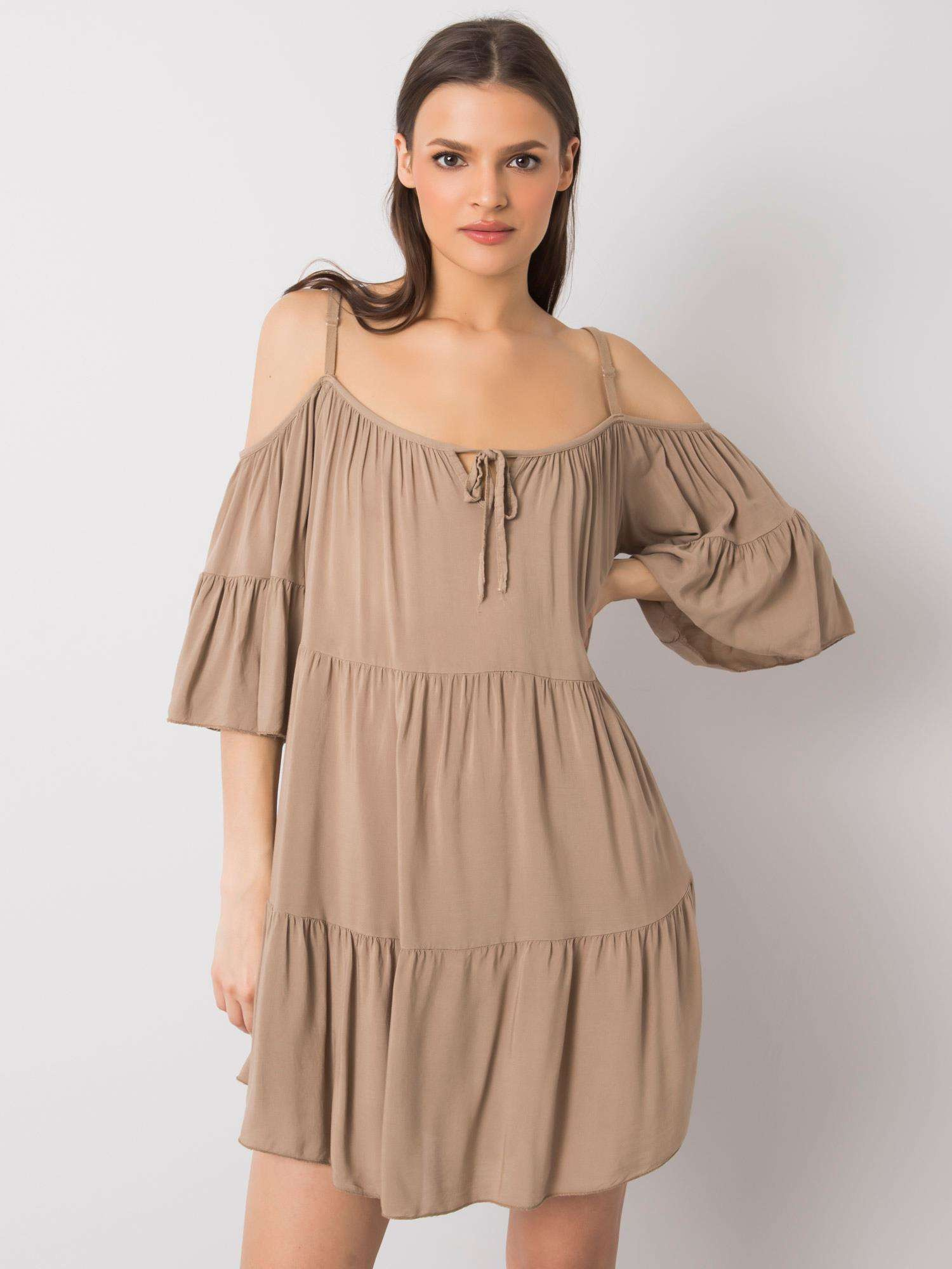 Dress-TW-SK-BI-80840.20-dark beige