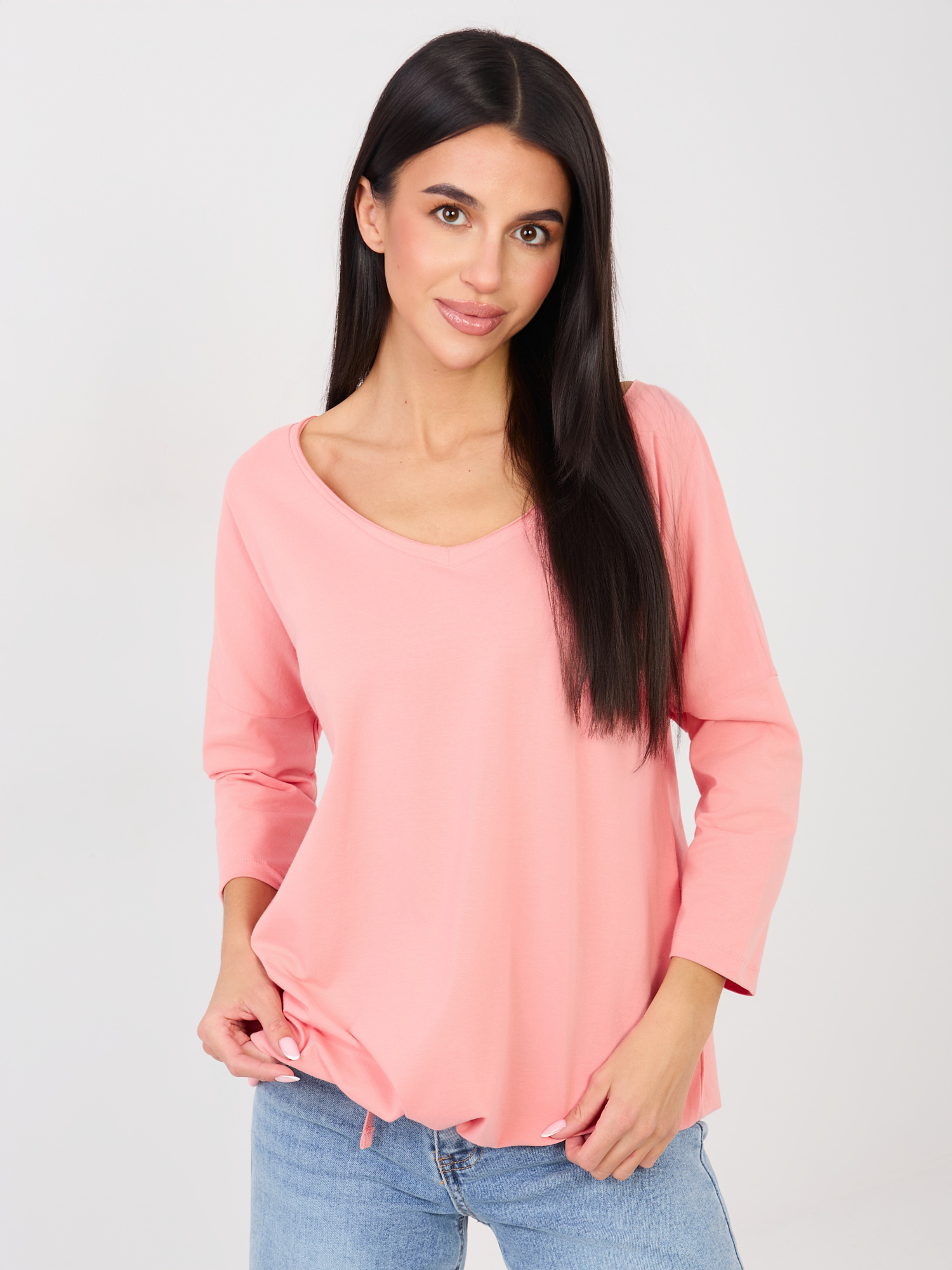 Jednobarevná halenka broskvové barvy