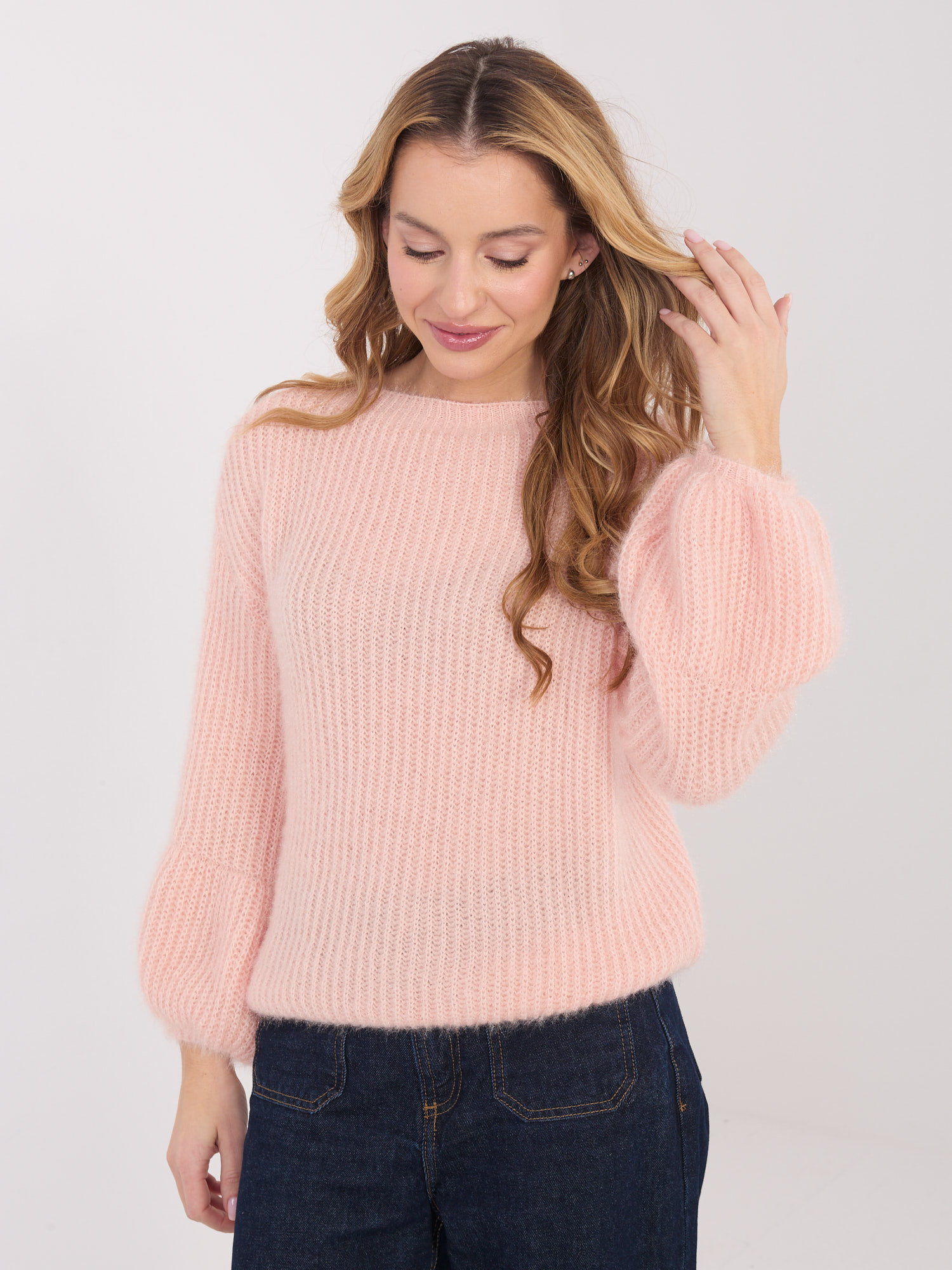 Růžový pletený svetr