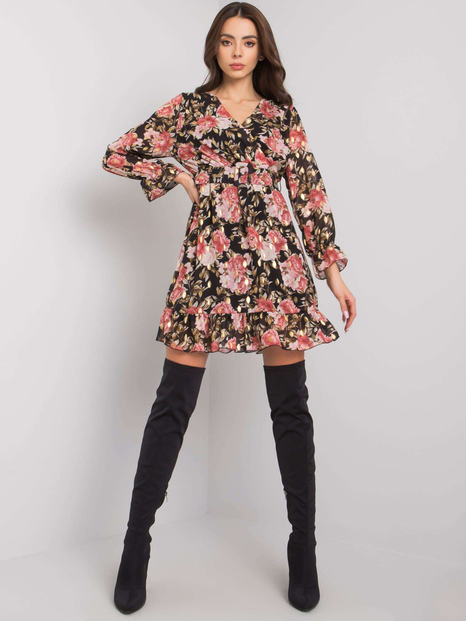 Dress-DHJ-SK-12220-2.14P-Black-Pink