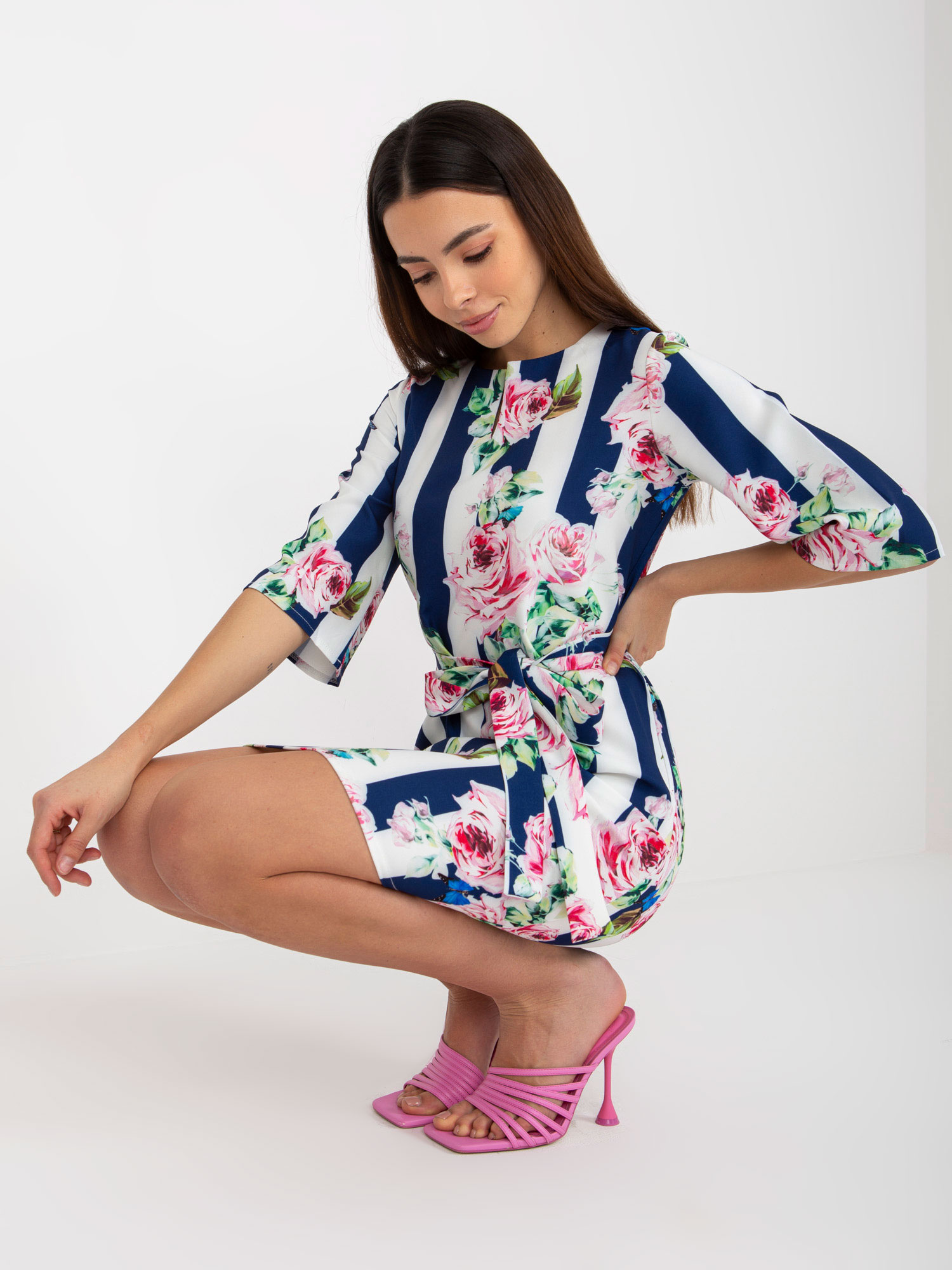 Dress-LK-SK-507506.84P-white-navy blue