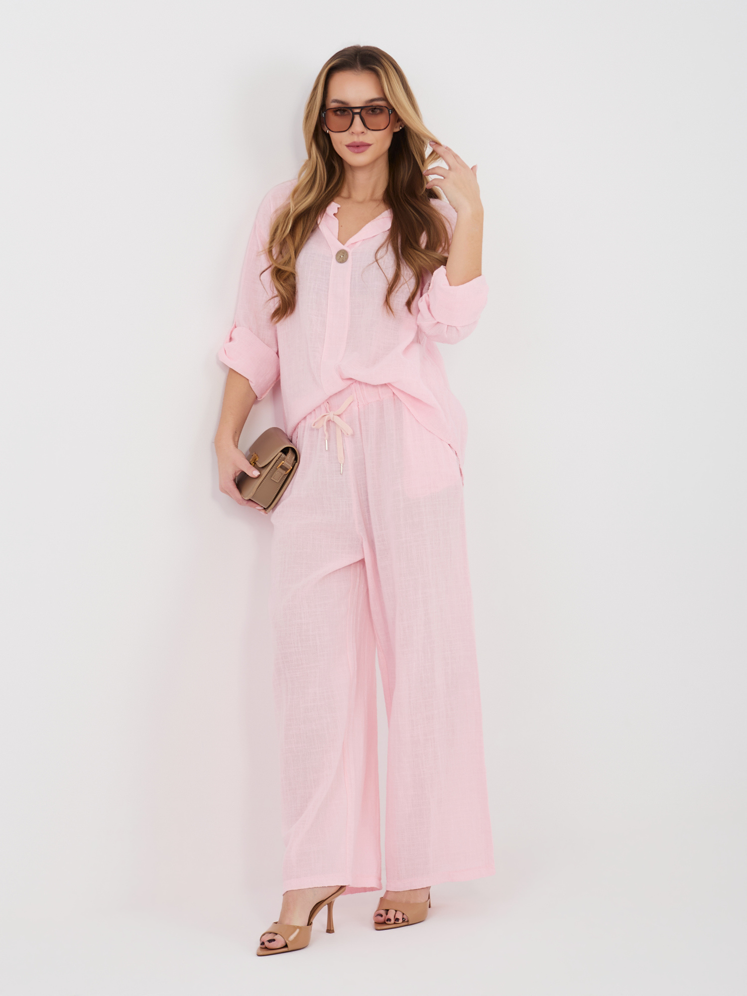 Светло розови летни панталони