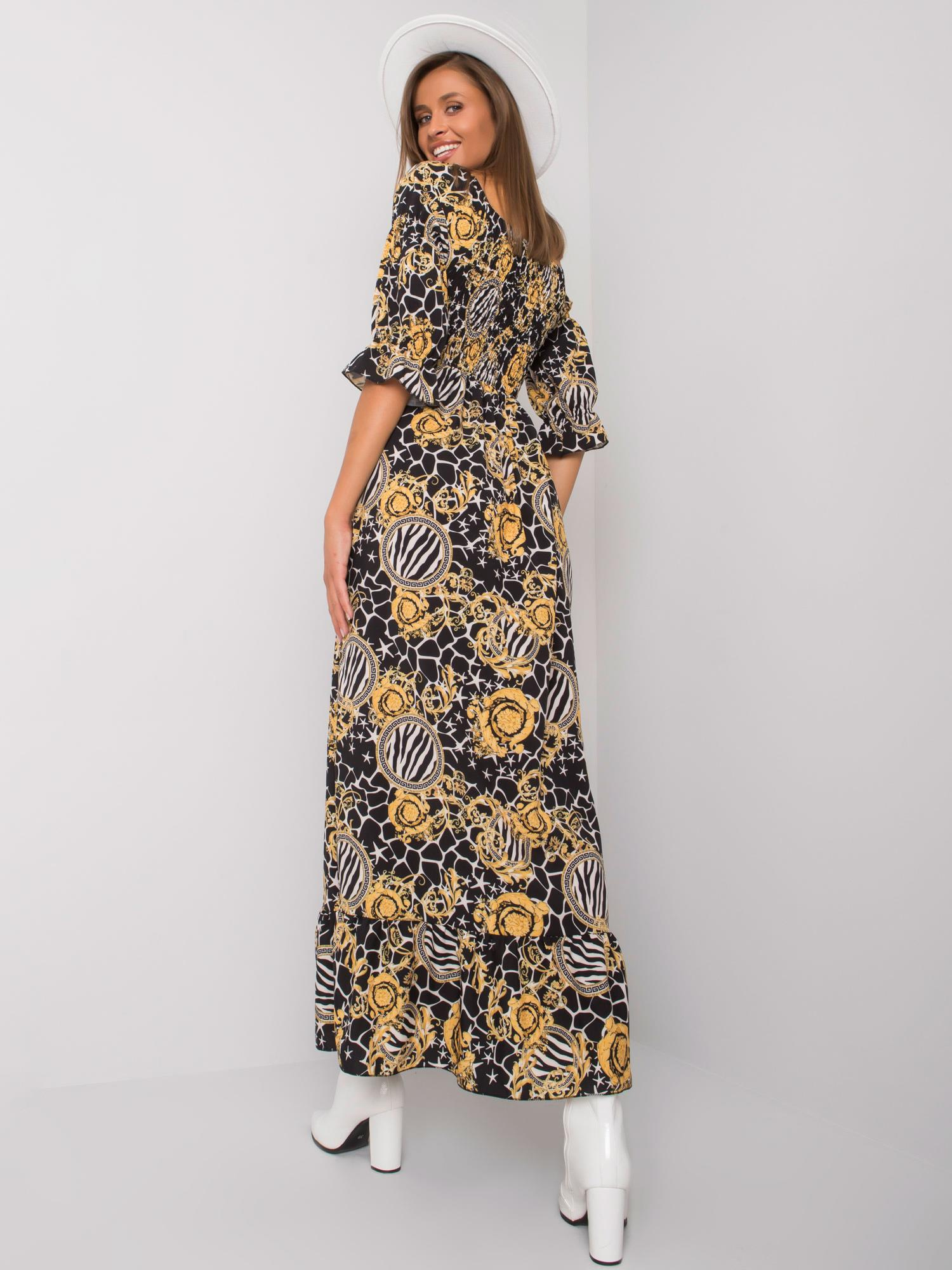 Dress-DHJ-SK-13965-1.61P-Black-Yellow