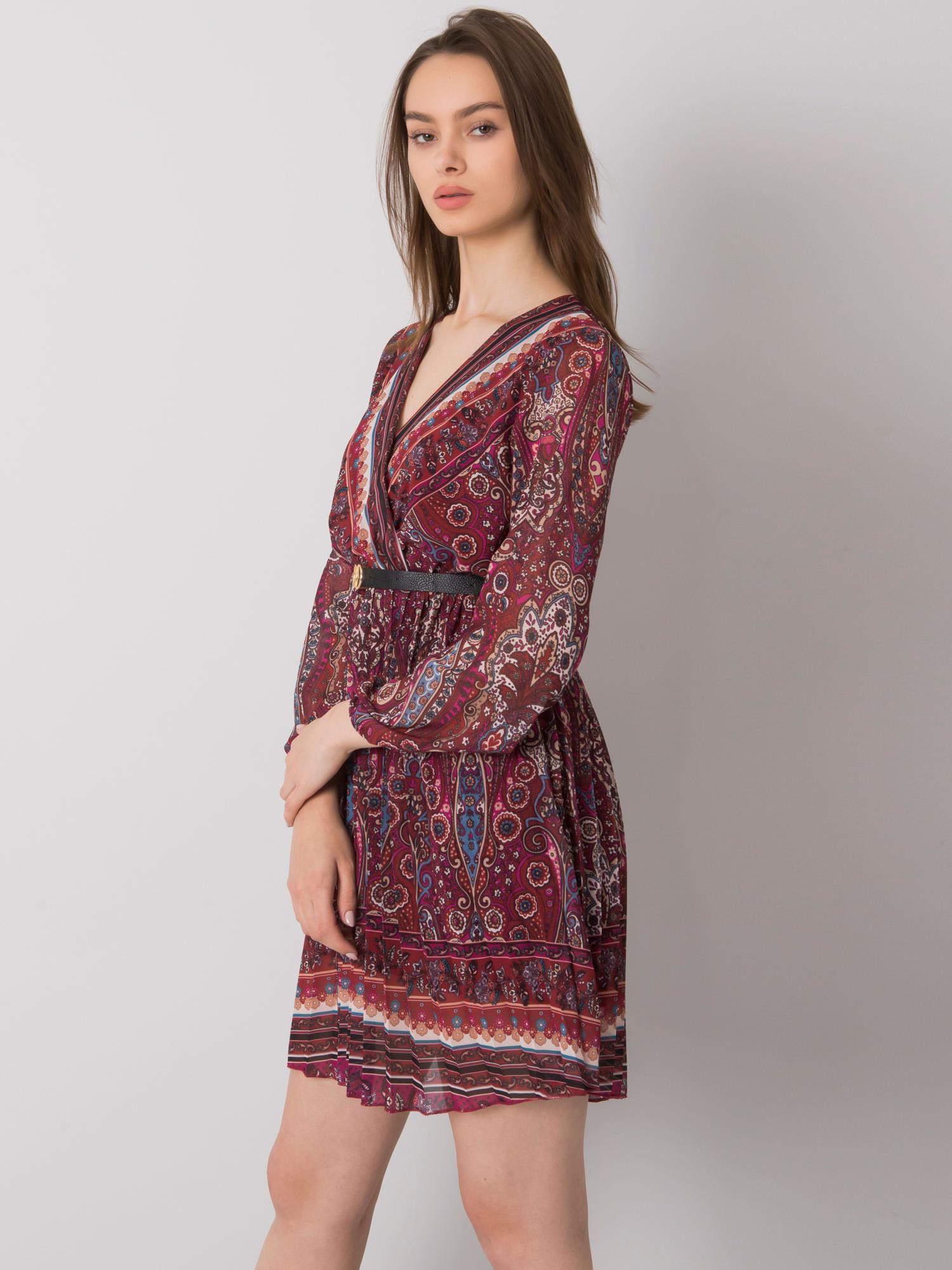 Dress-DHJ-SK-10201.93P-burgundy