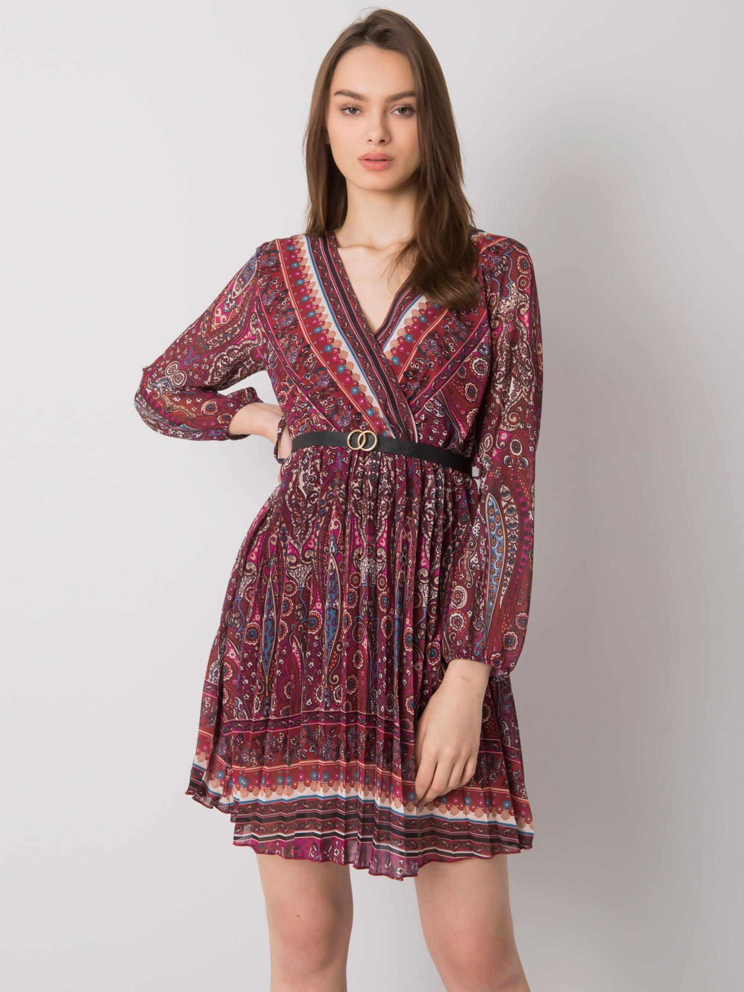 Dress-DHJ-SK-10201.93P-burgundy