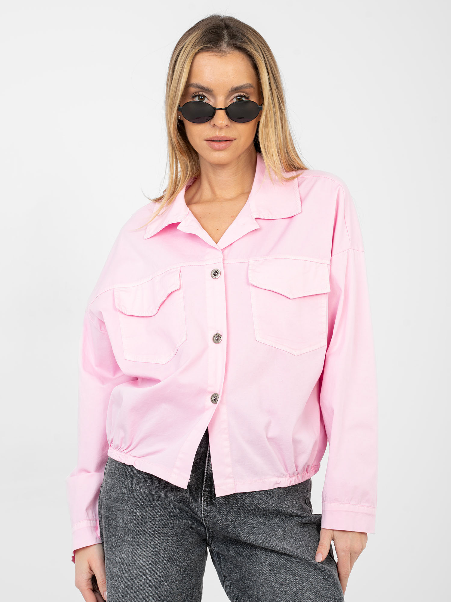 Růžová džínová bunda