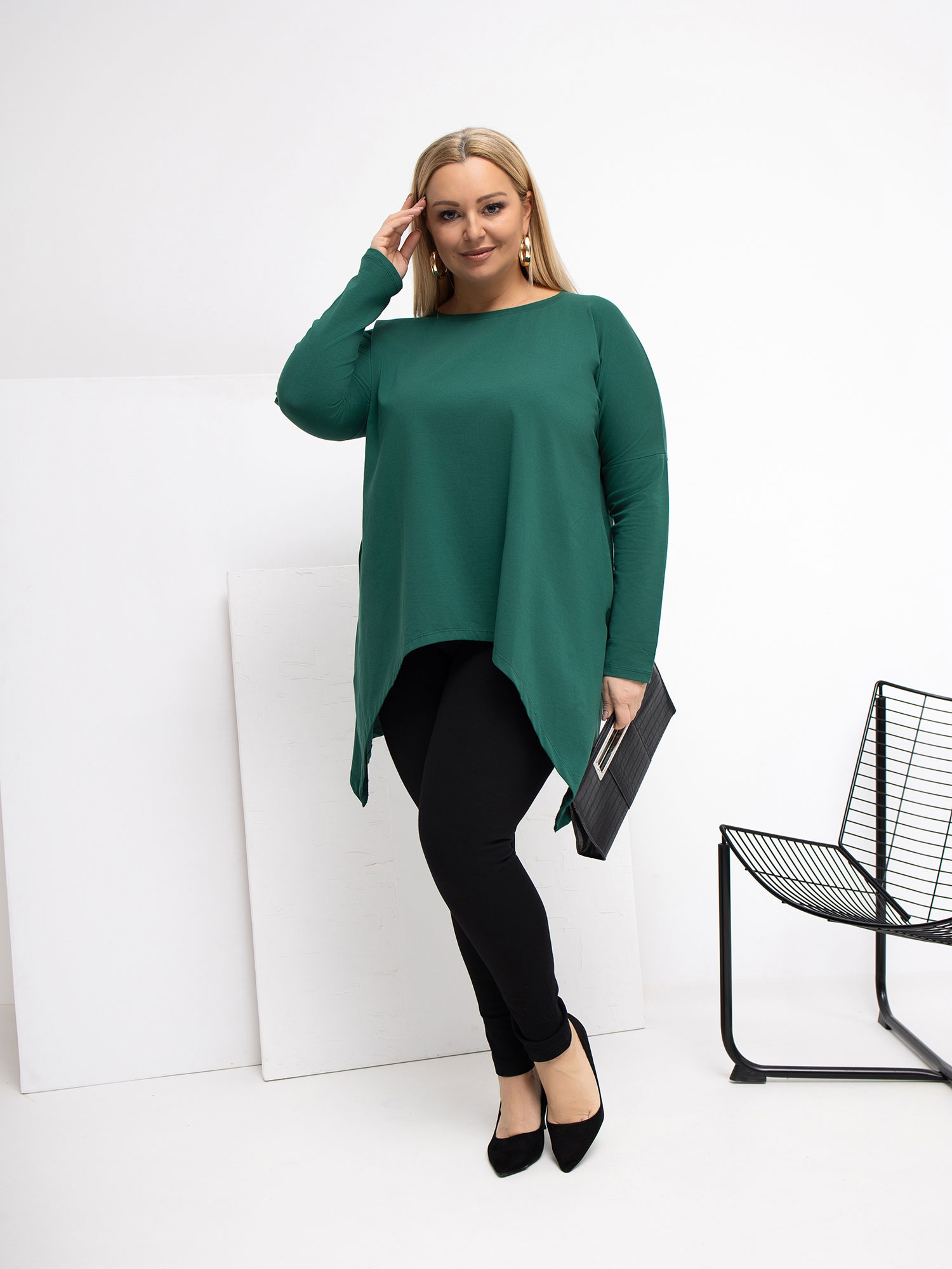 Plus size halenka v tmavě zelené barvě