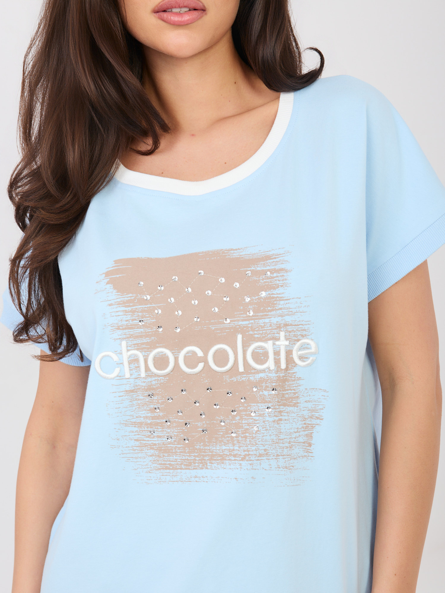 Светлосиня блуза с пайети