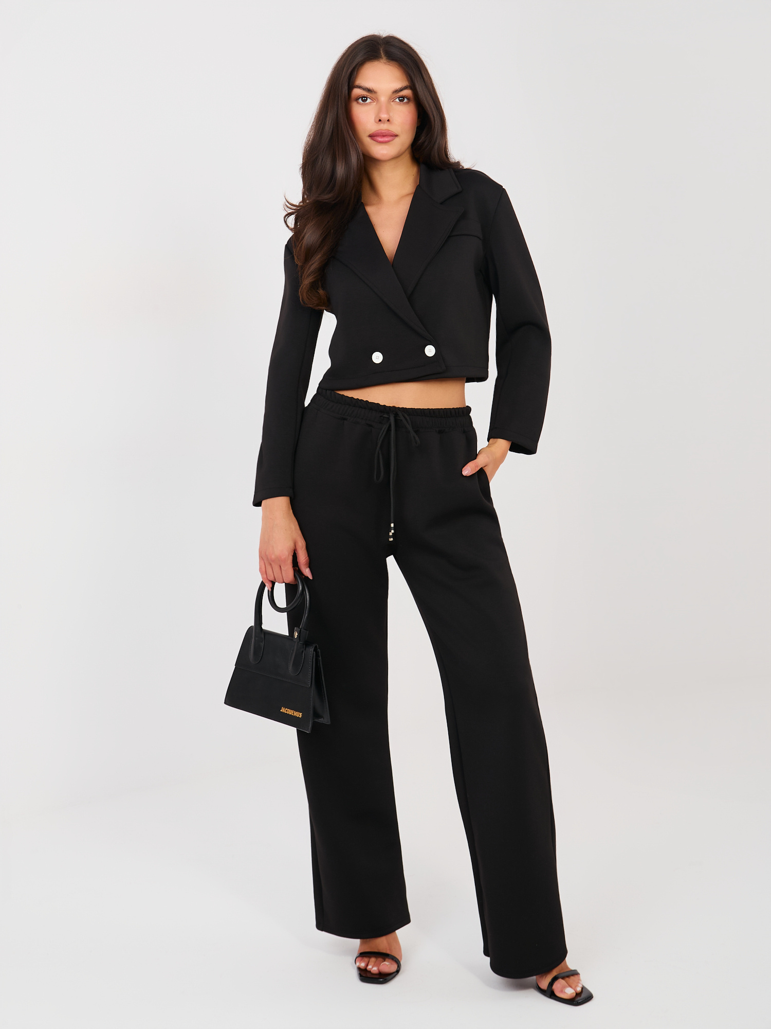 Černý dámský komplet s knoflíčky