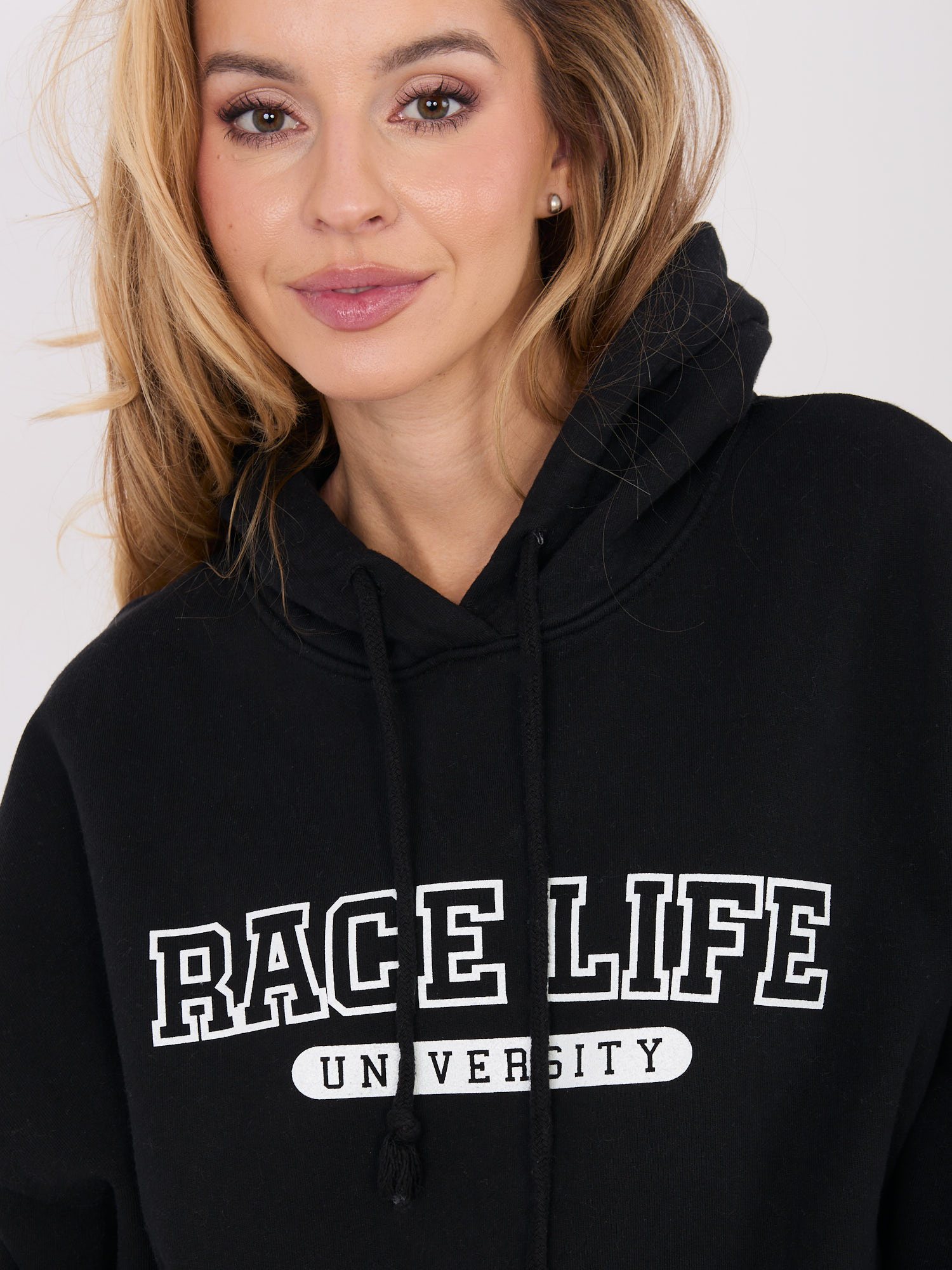 Černá mikina s kapucí Race Life