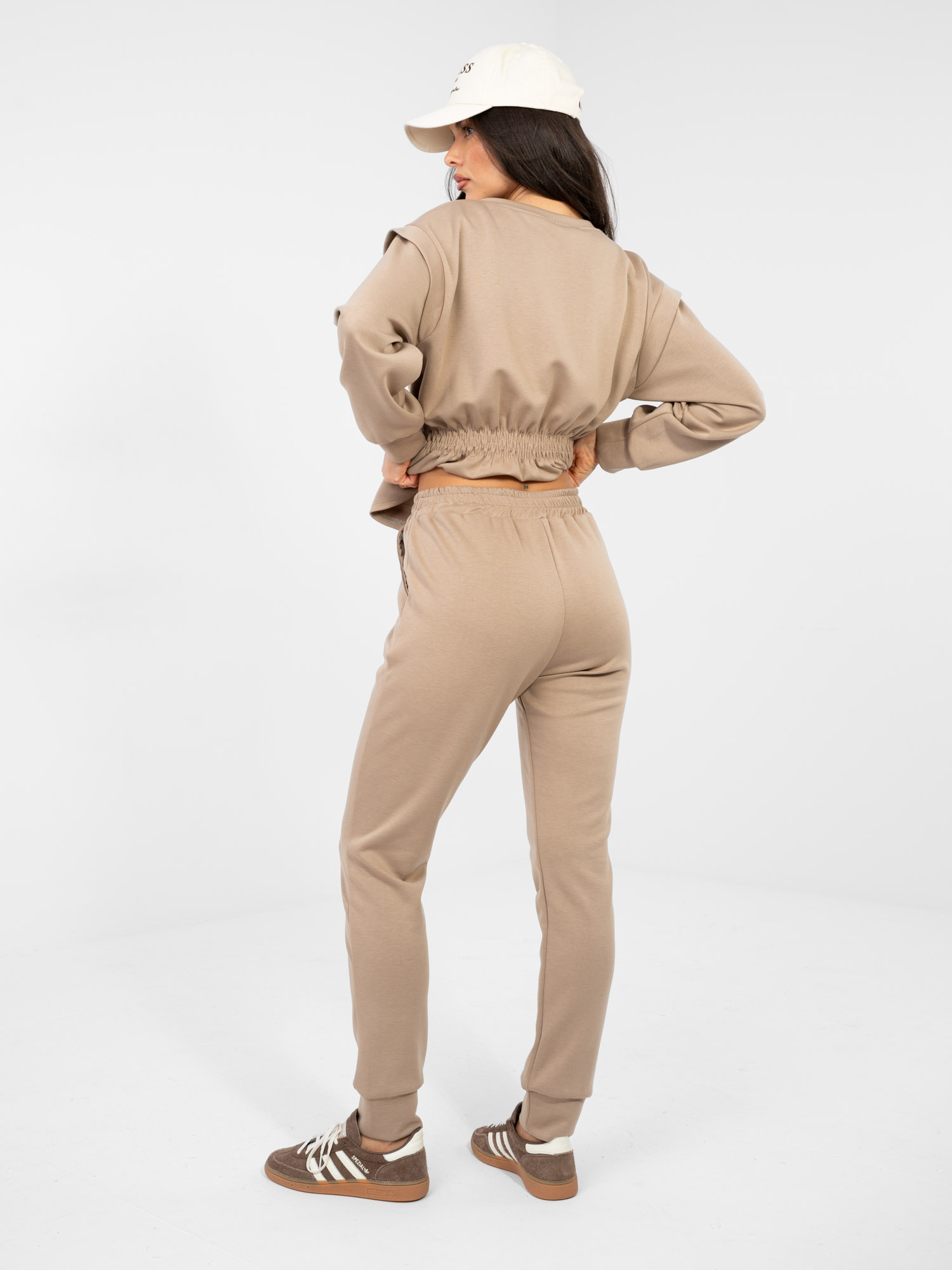 Komplet z měkkého materiálu, tmavě béžový