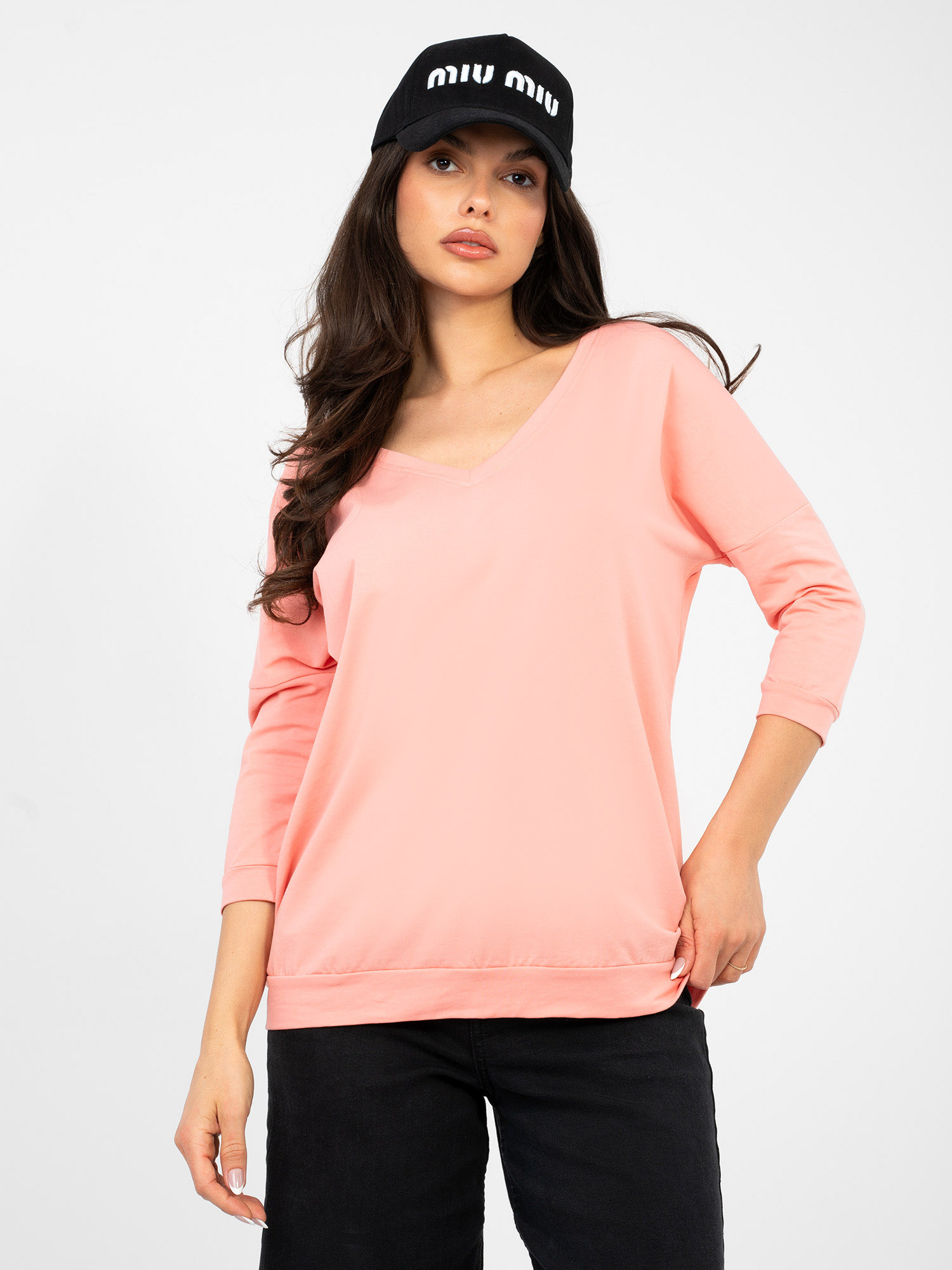 Broskvová halenka s krátkým rukávem