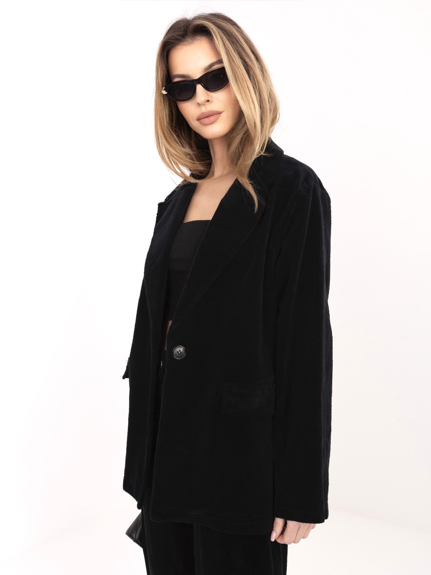 Černé strukturované sako oversize RUE PARIS