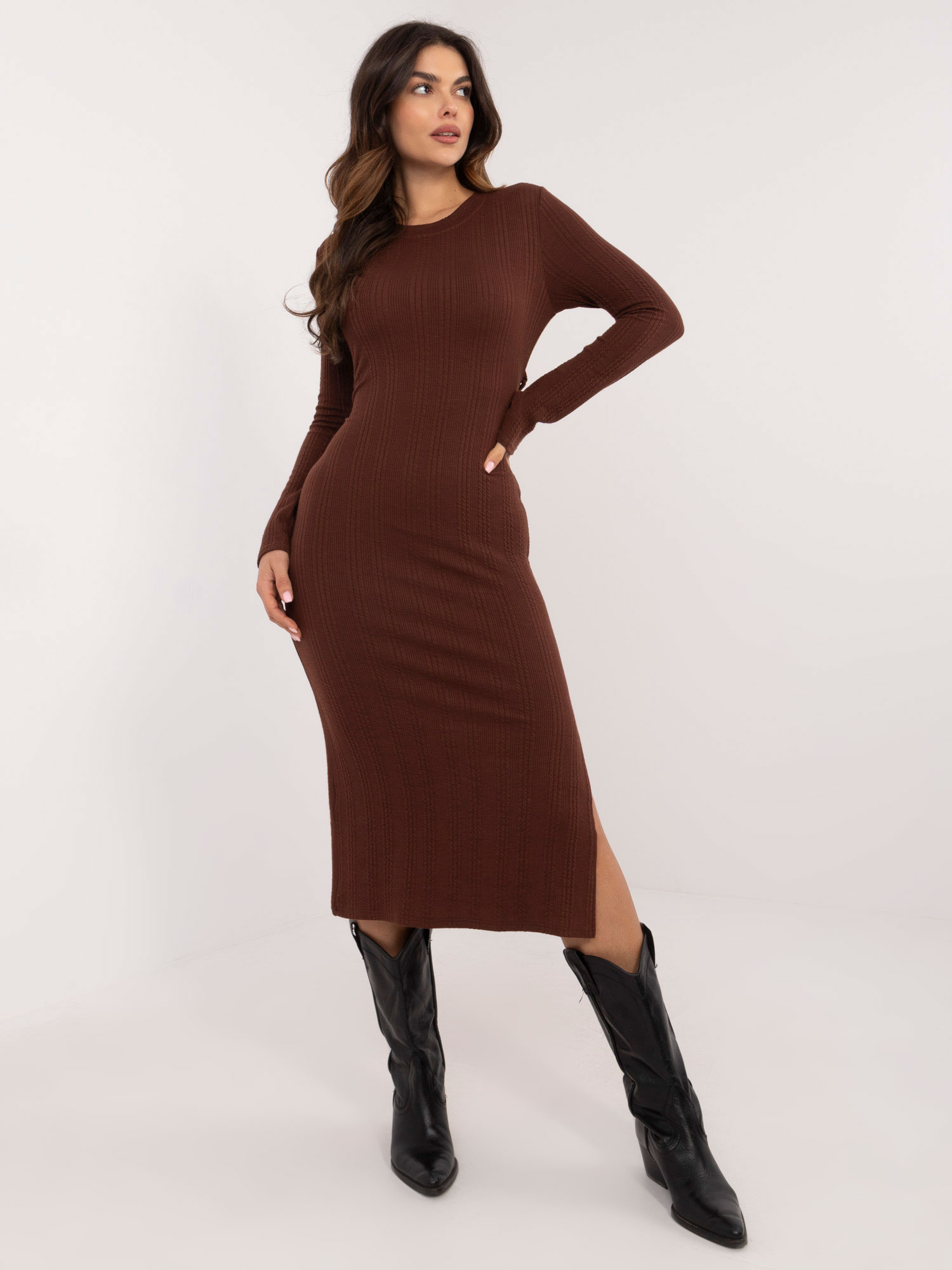 Dress-LK-SK-509820.67-dark brown