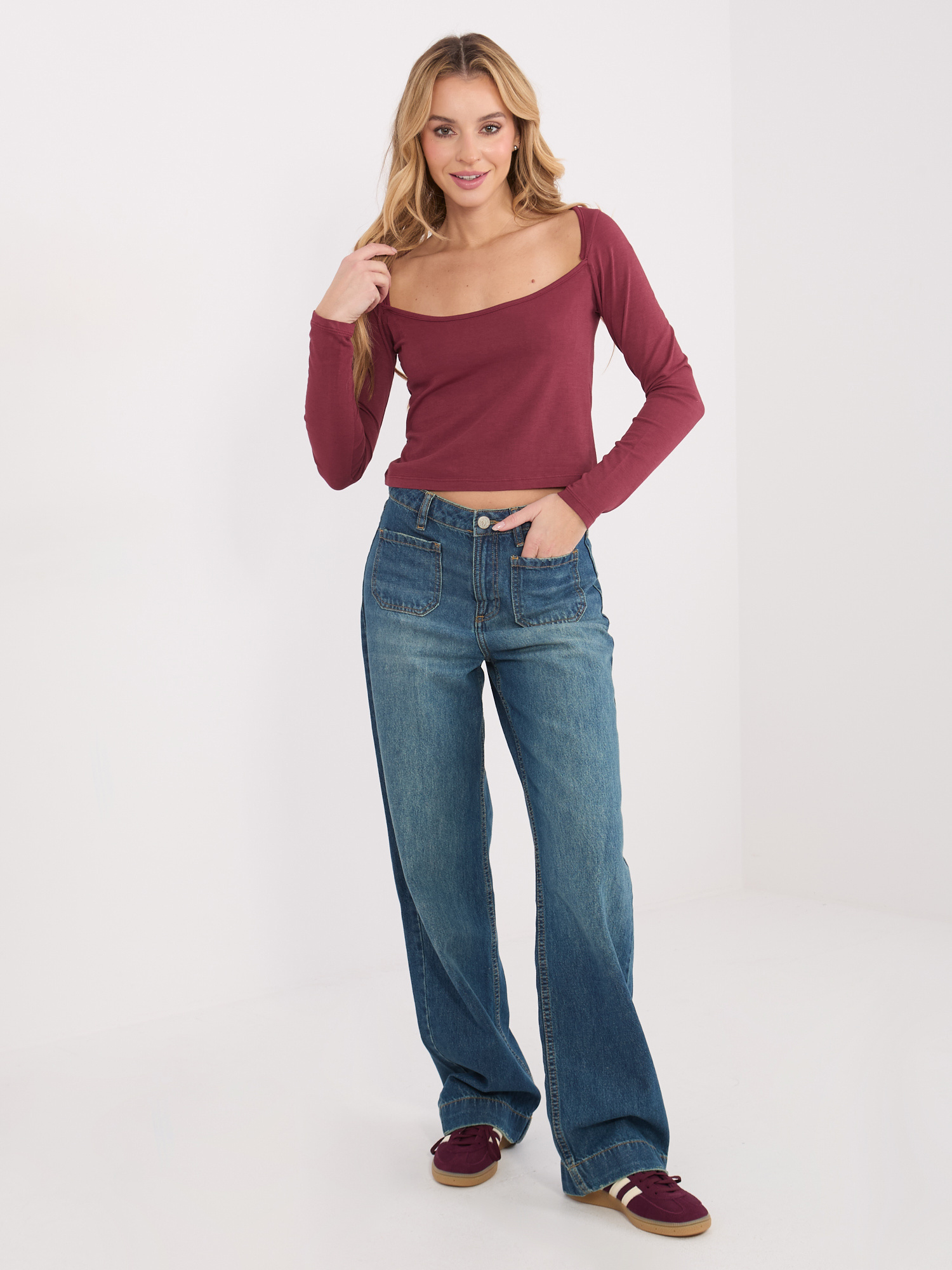 Bordová halenka s dlouhým rukávem