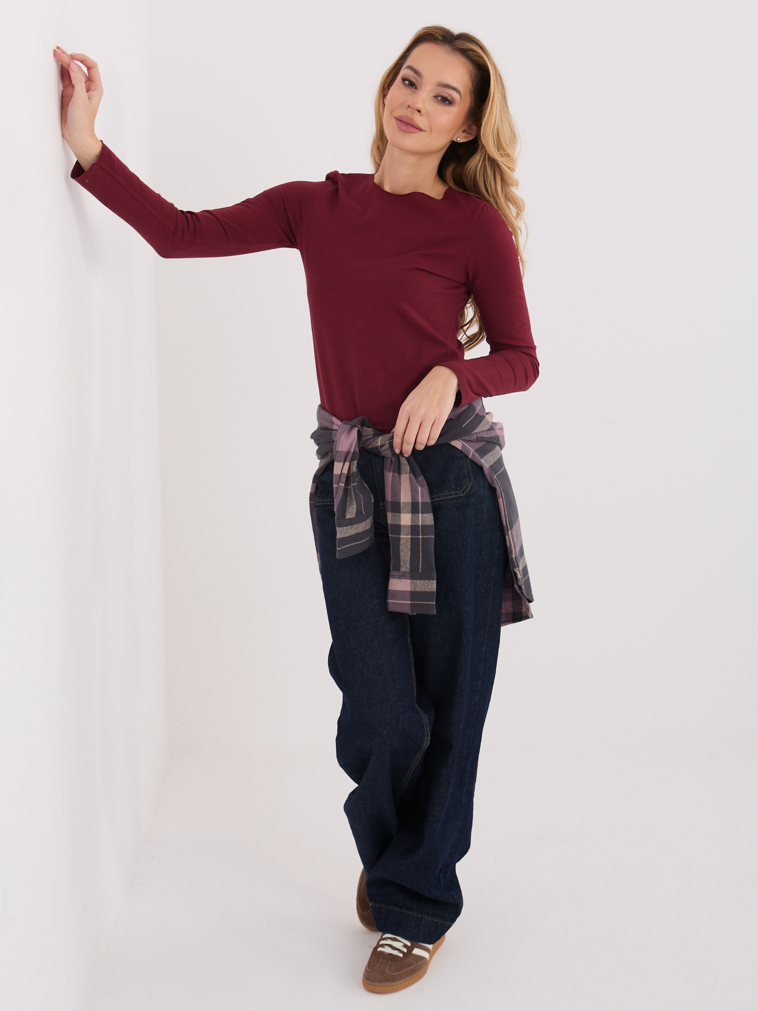 Bordová halenka s dlouhým rukávem