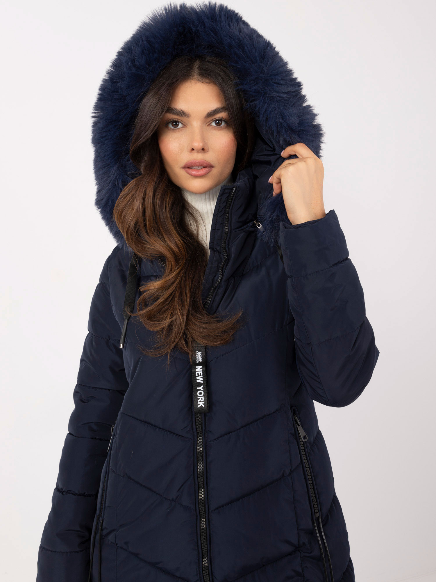 Dark blue long winter jacket