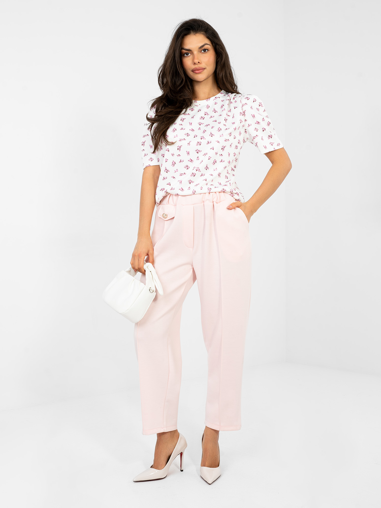 Блуза с къс ръкав с шарки