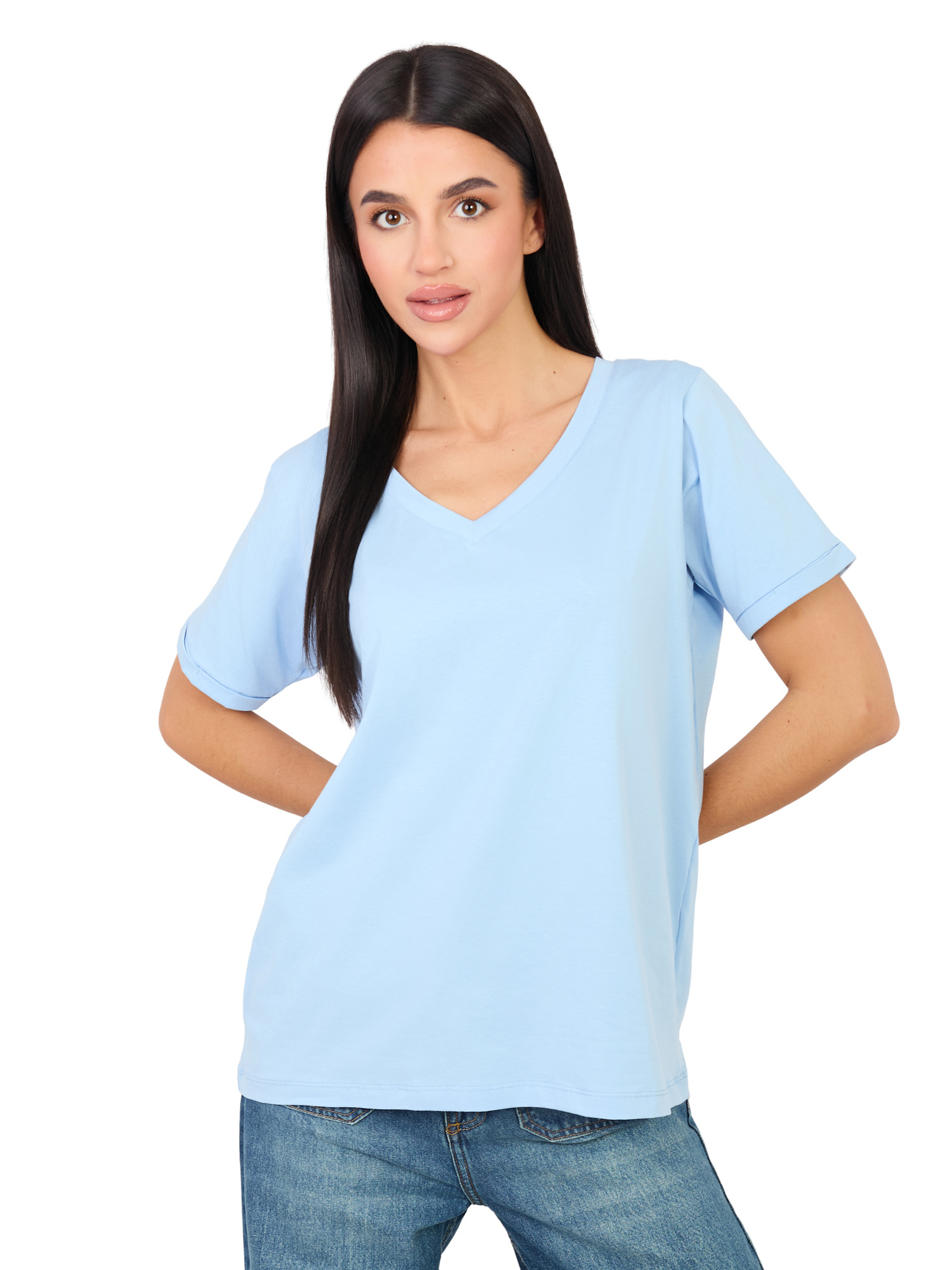 Dámské světle modré triko s krátkým rukávem