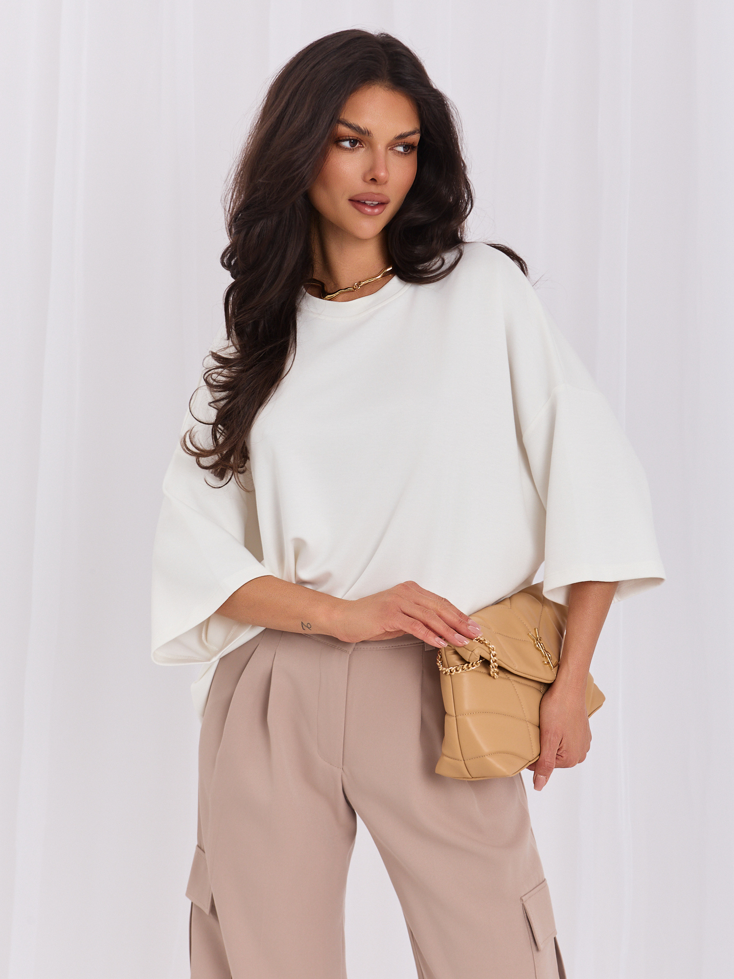 Biela dámska blúzka oversize