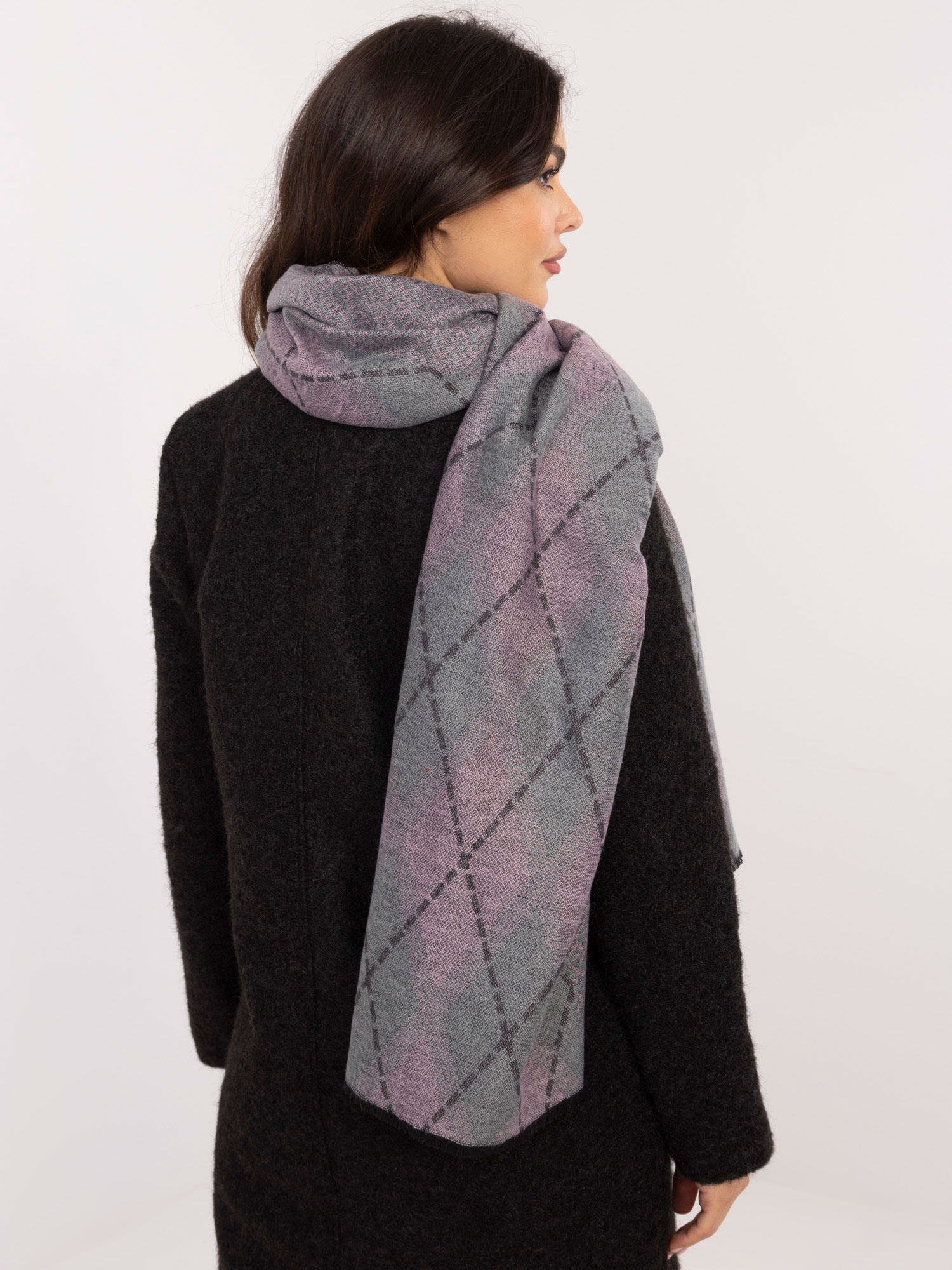 Grey and pink women&#039;s viscose scarf