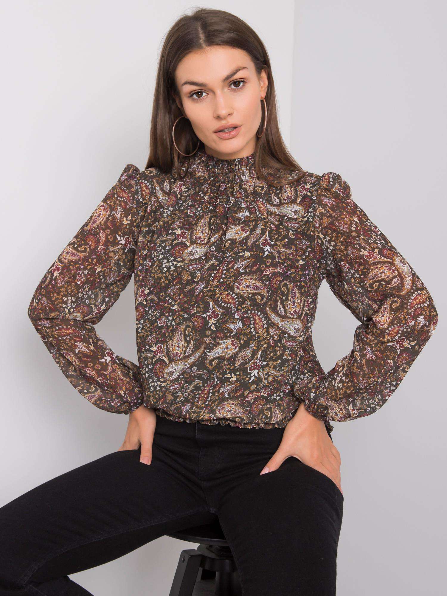 Blouse-D50039F11031A-dark green