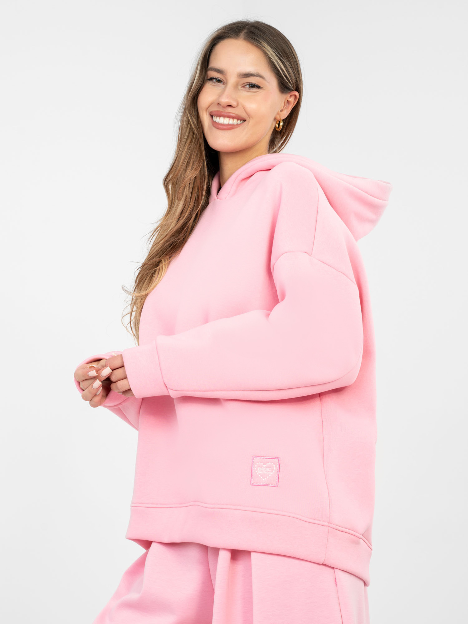 Světle růžová basic mikina