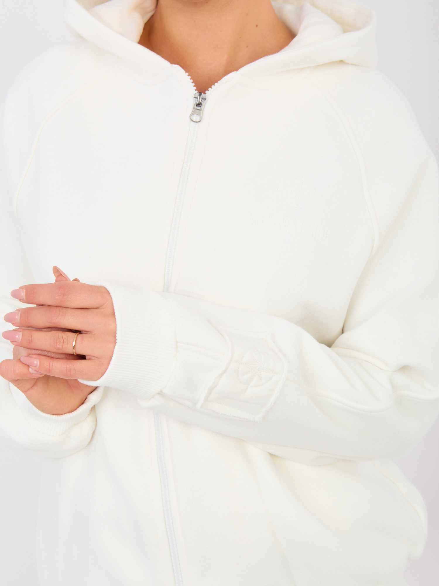 Dámská mikina s kapucí ecru