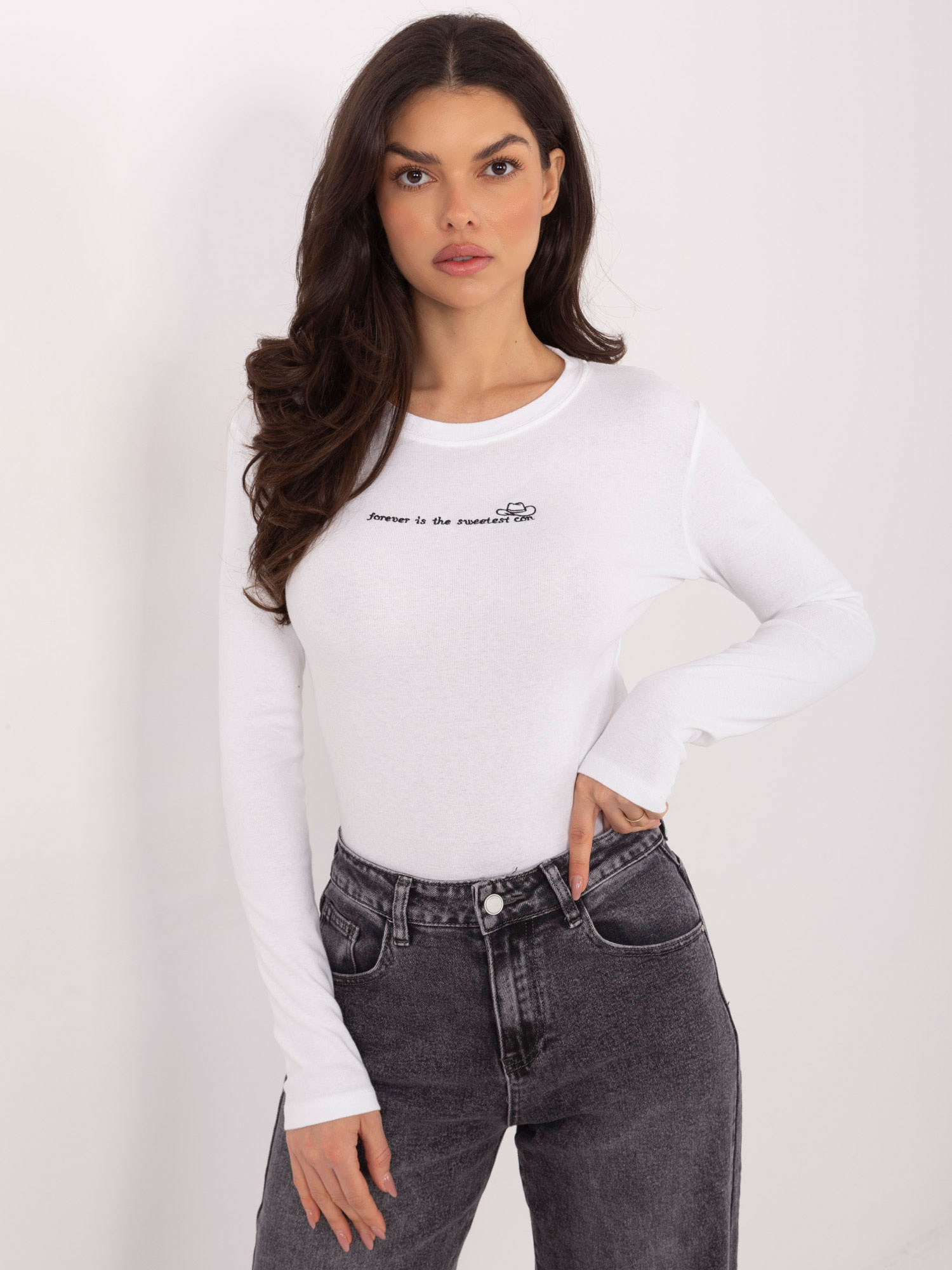 Jednobarevná halenka s dlouhým rukávem